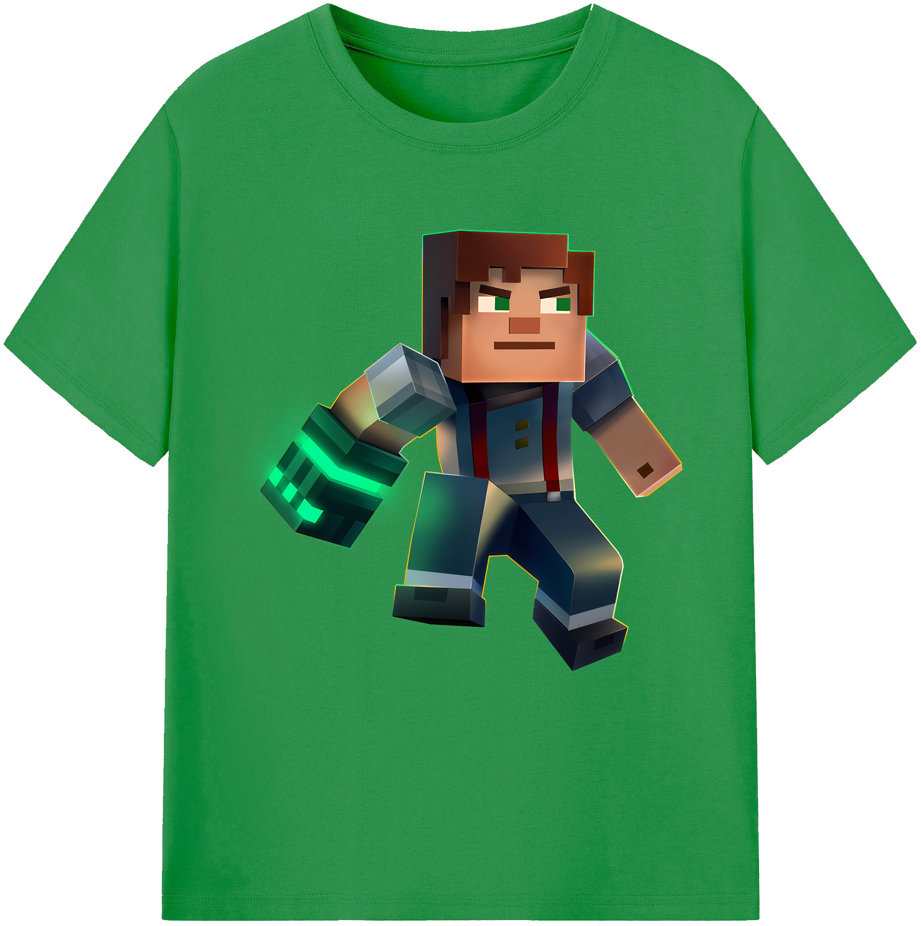 （画像用） マインクラフト ブロックの世界 Minecraft MC Block world レディースカジュアルプリントTシャツ（綿100％）