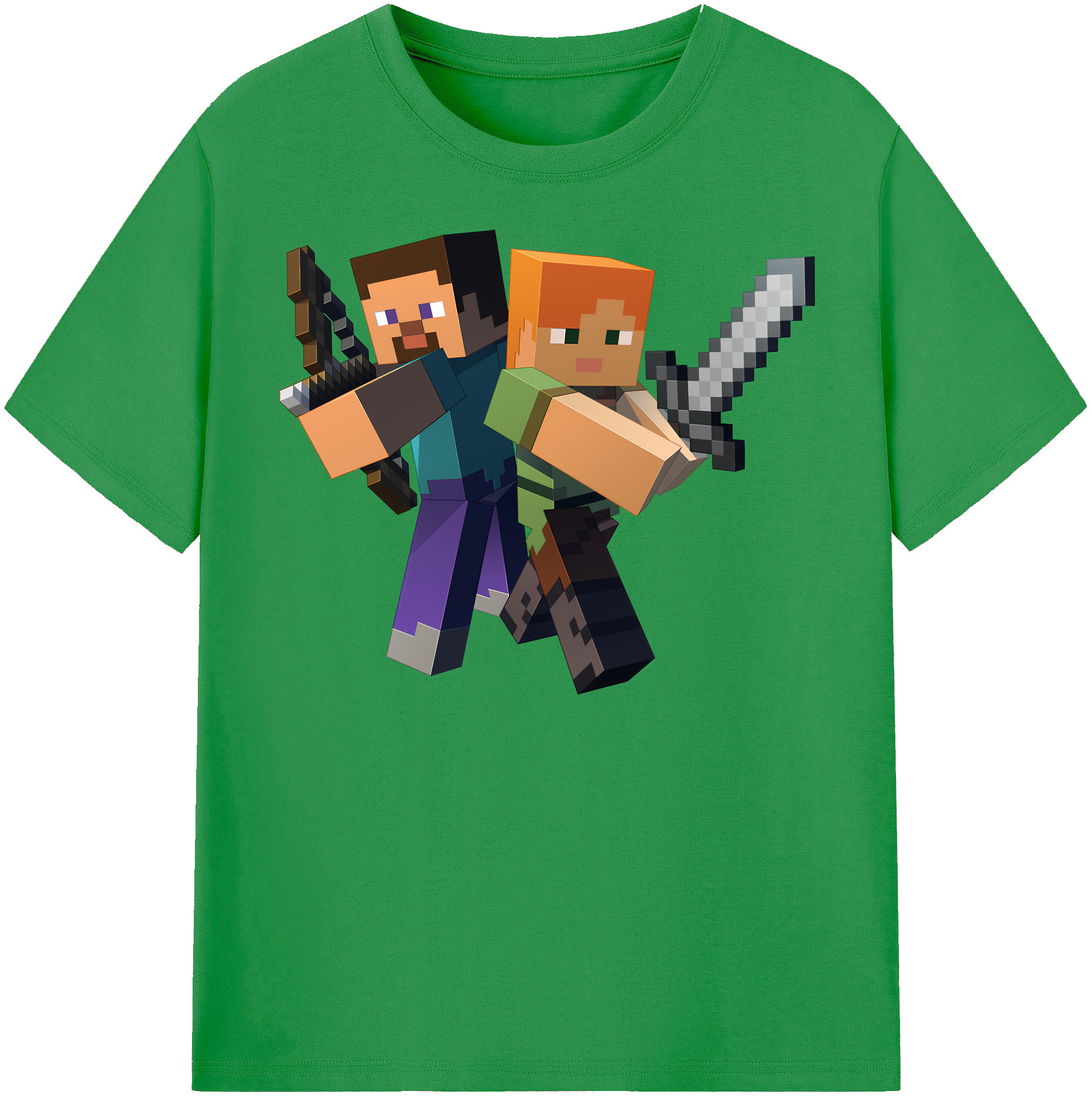 （画像用） マインクラフト ブロックの世界 Minecraft MC Block world レディースカジュアルプリントTシャツ（綿100％）