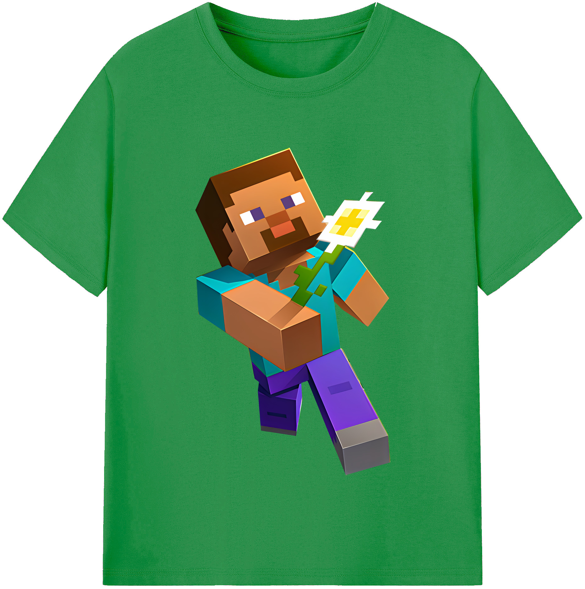 （画像用） マインクラフト ブロックの世界 Minecraft MC Block world レディースカジュアルプリントTシャツ（綿100％）