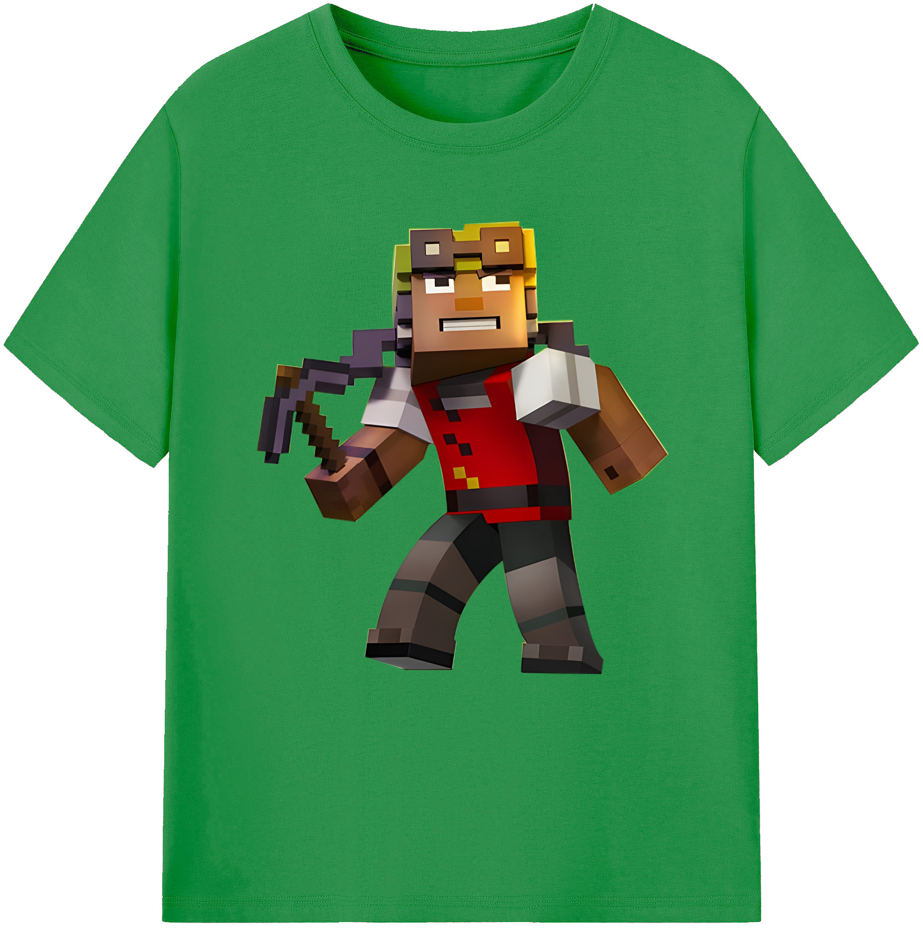 （画像用） マインクラフト ブロックの世界 Minecraft MC Block world レディースカジュアルプリントTシャツ（綿100％）