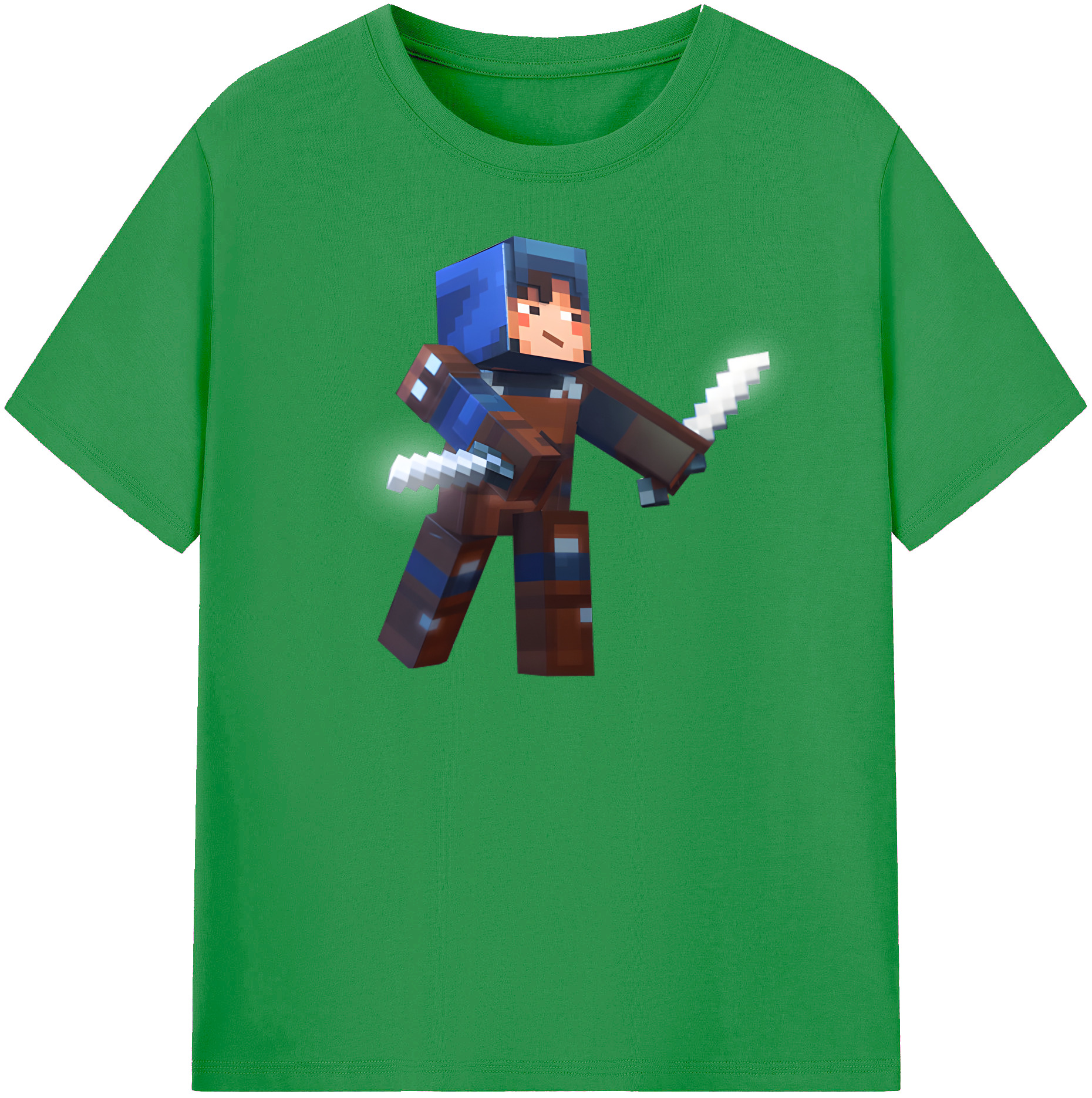 （画像用） マインクラフト ブロックの世界 Minecraft MC Block world レディースカジュアルプリントTシャツ（綿100％）