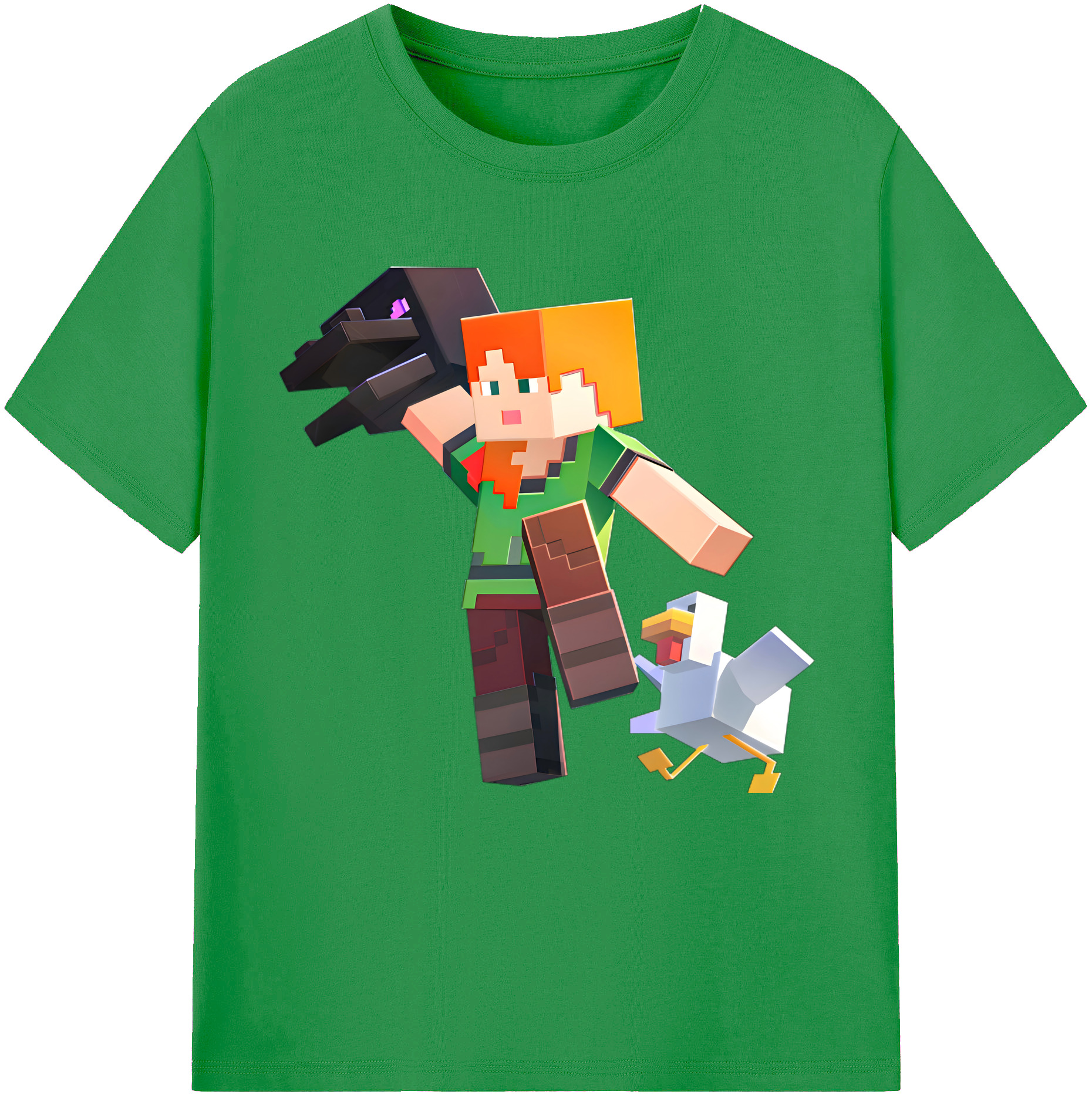 （画像用） マインクラフト ブロックの世界 Minecraft MC Block world レディースカジュアルプリントTシャツ（綿100％）