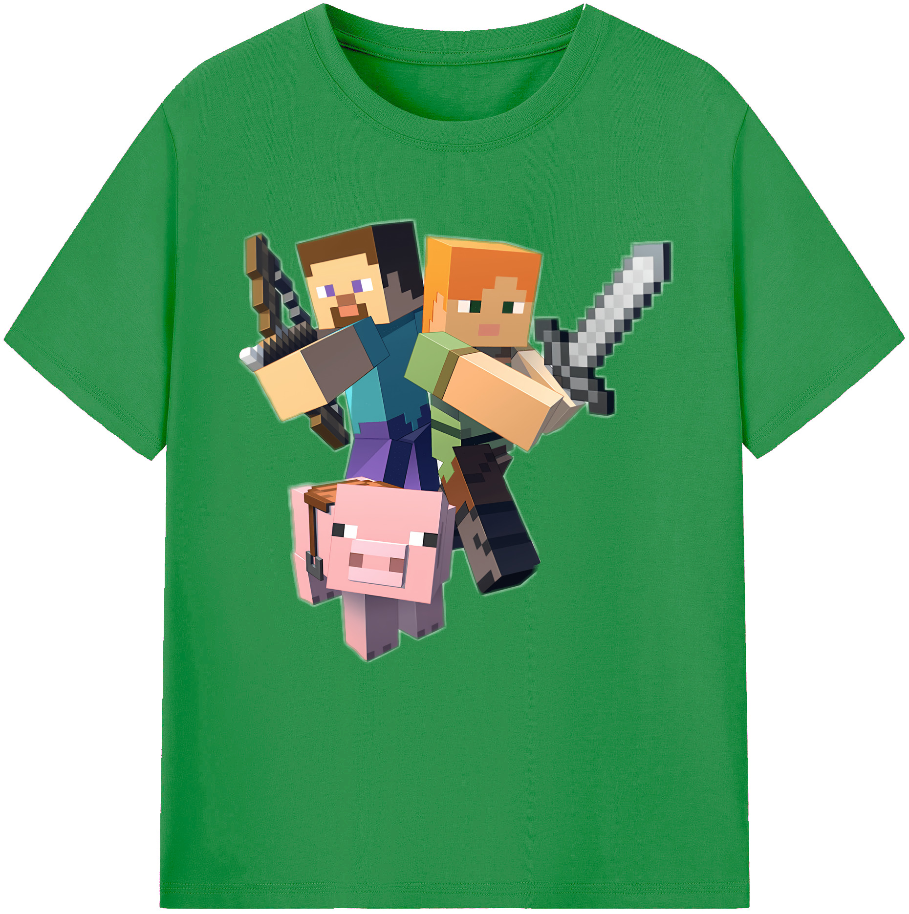（画像用） マインクラフト ブロックの世界 Minecraft MC Block world レディースカジュアルプリントTシャツ（綿100％）