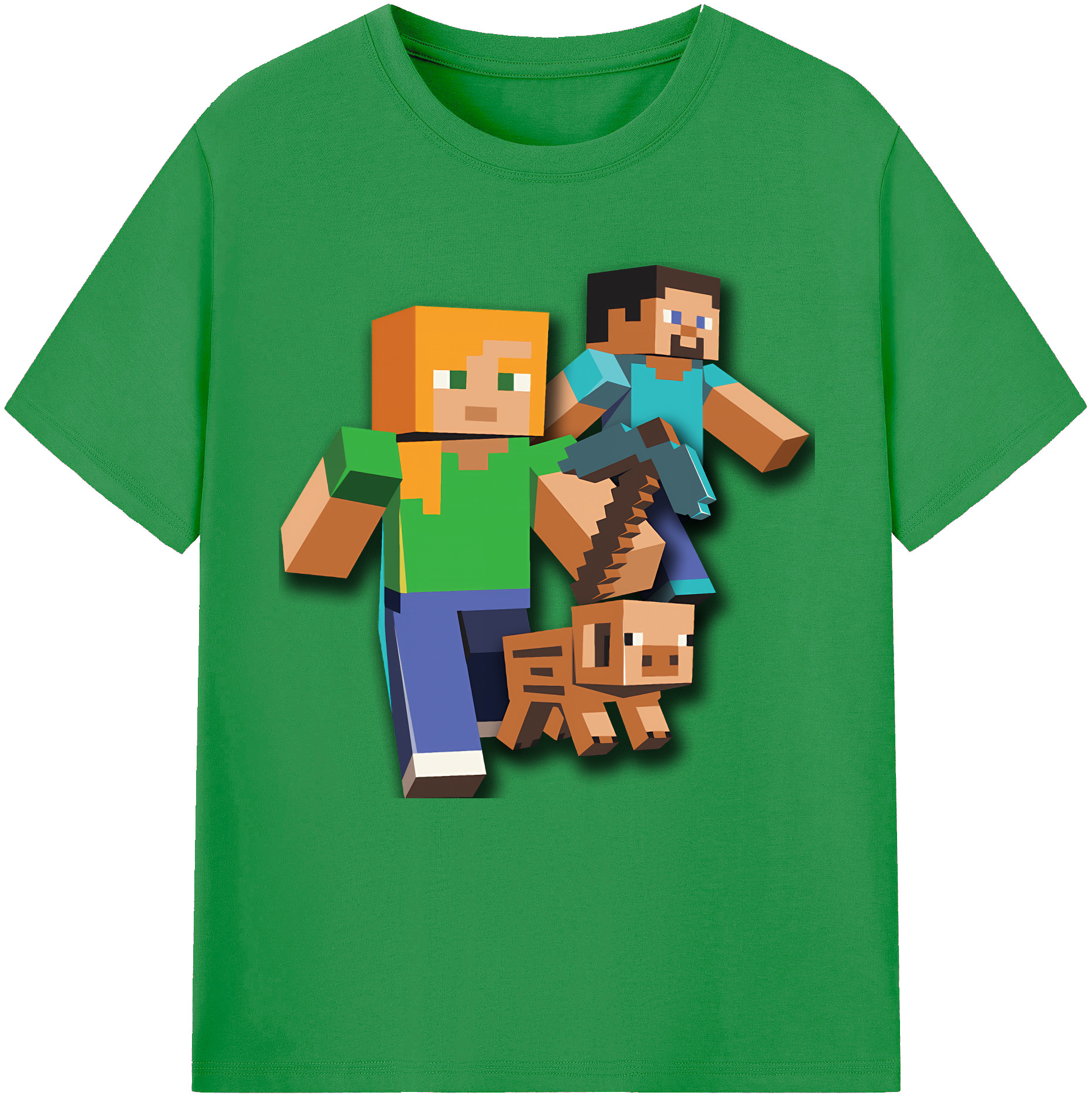 （画像用） マインクラフト ブロックの世界 Minecraft MC Block world レディースカジュアルプリントTシャツ（綿100％）