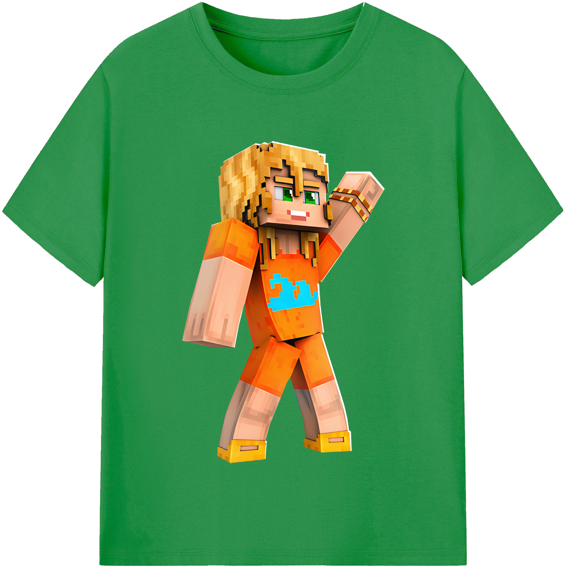 （画像用） マインクラフト ブロックの世界 Minecraft MC Block world レディースカジュアルプリントTシャツ（綿100％）
