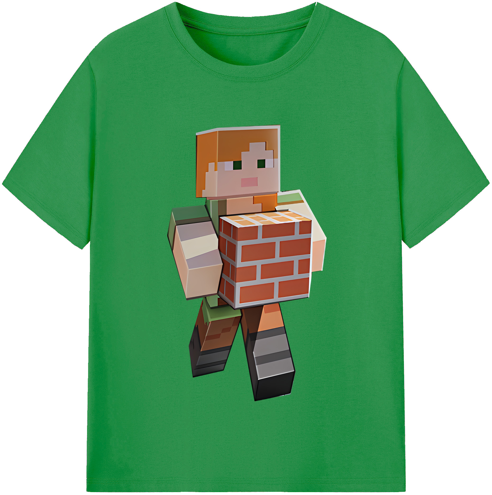 （画像用） マインクラフト ブロックの世界 Minecraft MC Block world レディースカジュアルプリントTシャツ（綿100％）