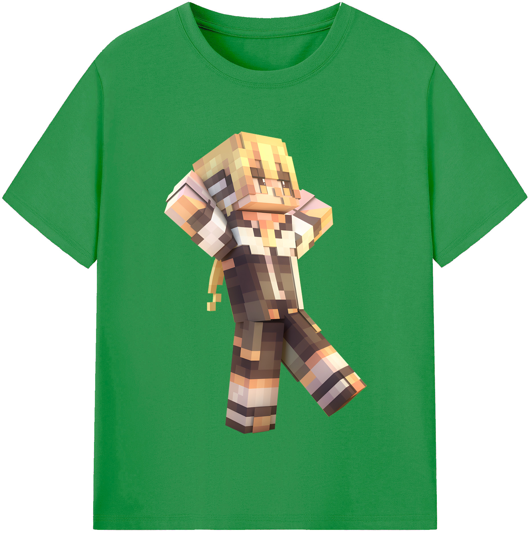 （画像用） マインクラフト ブロックの世界 Minecraft MC Block world レディースカジュアルプリントTシャツ（綿100％）