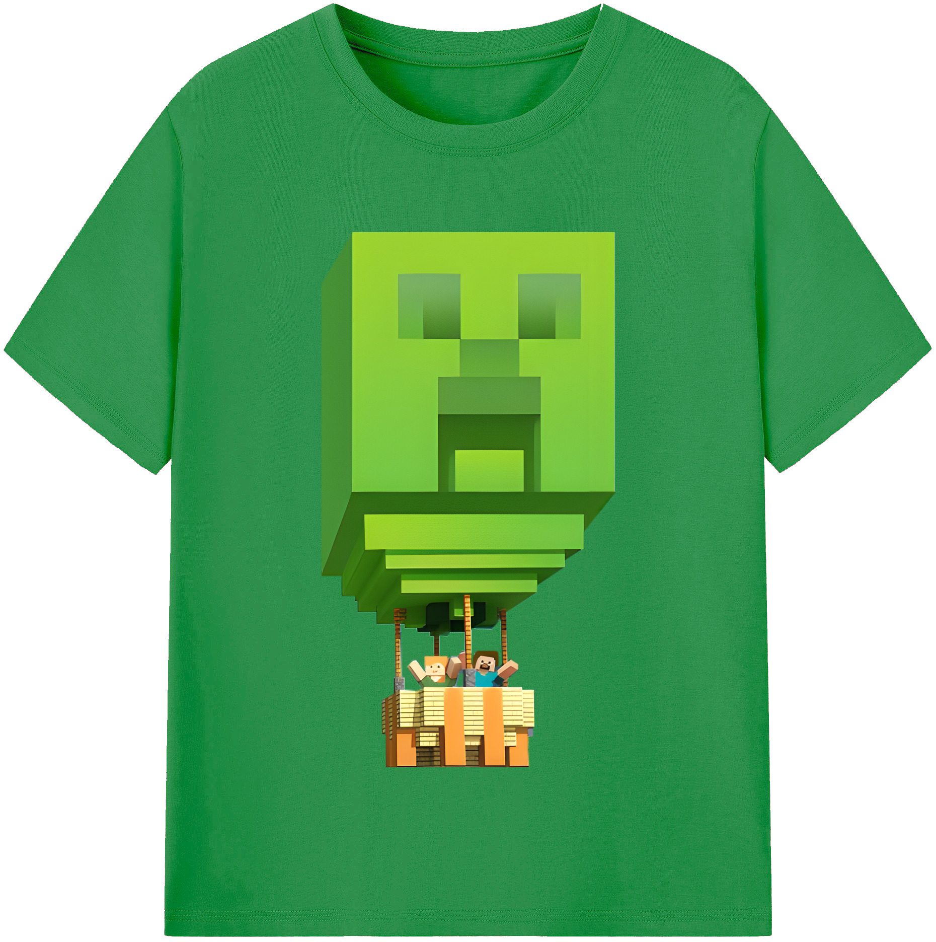 （画像用） マインクラフト ブロックの世界 Minecraft MC Block world レディースカジュアルプリントTシャツ（綿100％）