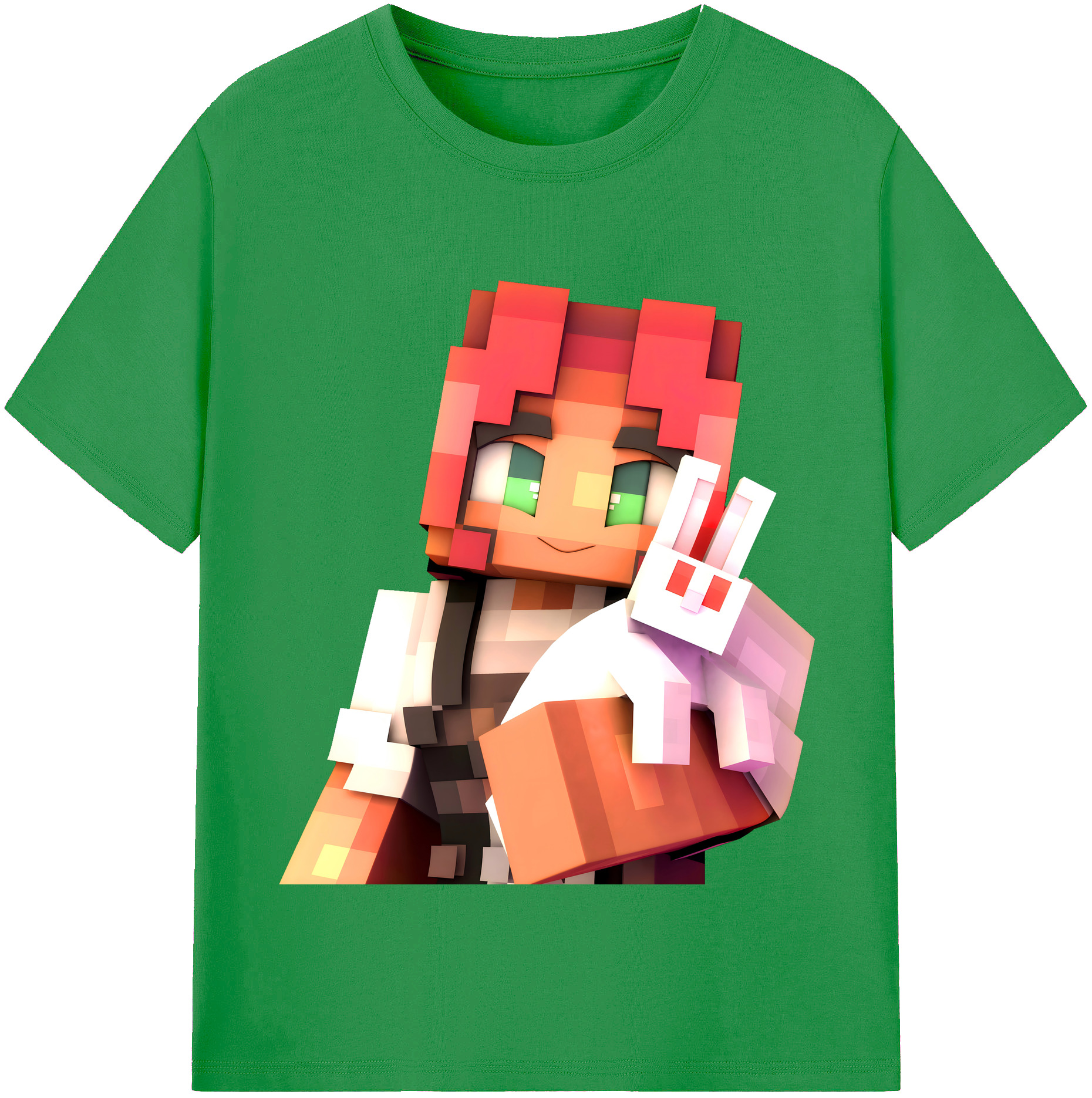 （画像用） マインクラフト ブロックの世界 Minecraft MC Block world レディースカジュアルプリントTシャツ（綿100％）