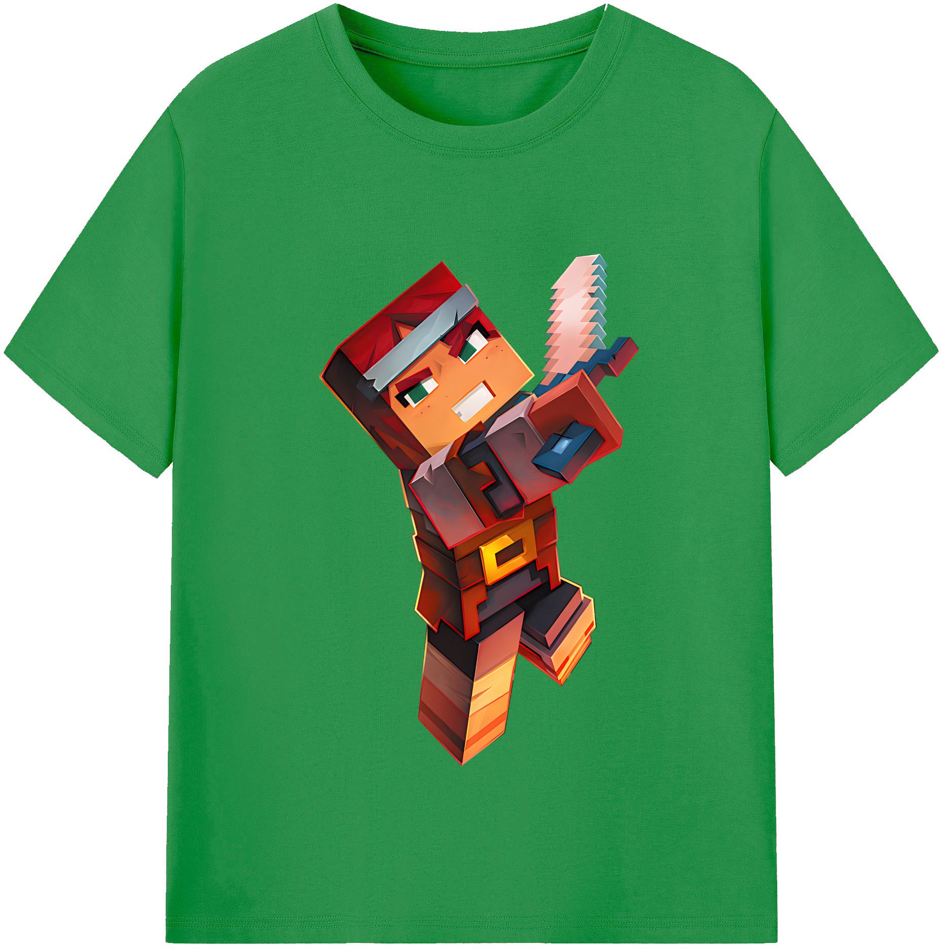 （画像用） マインクラフト ブロックの世界 Minecraft MC Block world レディースカジュアルプリントTシャツ（綿100％）