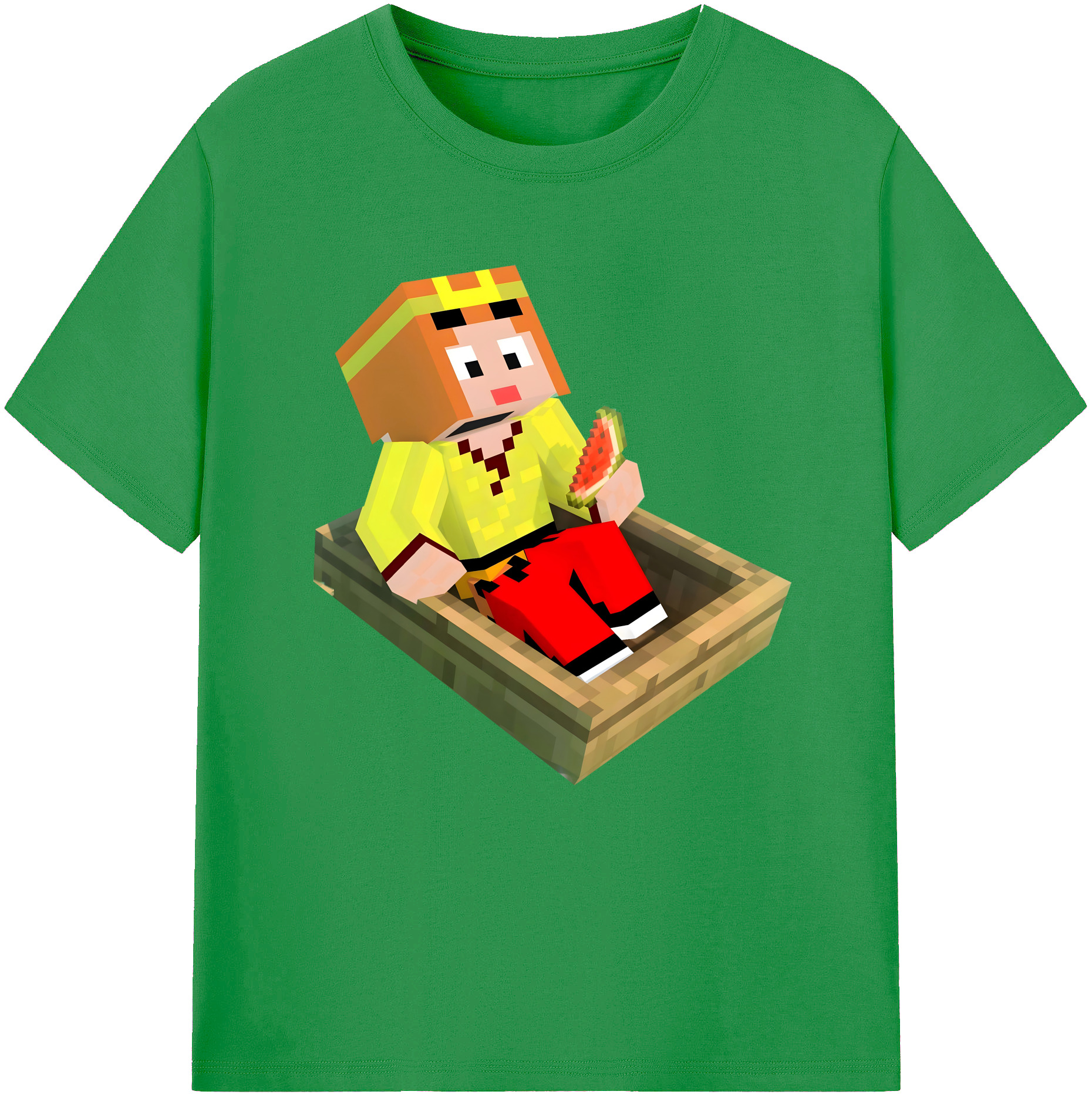 （画像用） マインクラフト ブロックの世界 Minecraft MC Block world レディースカジュアルプリントTシャツ（綿100％）