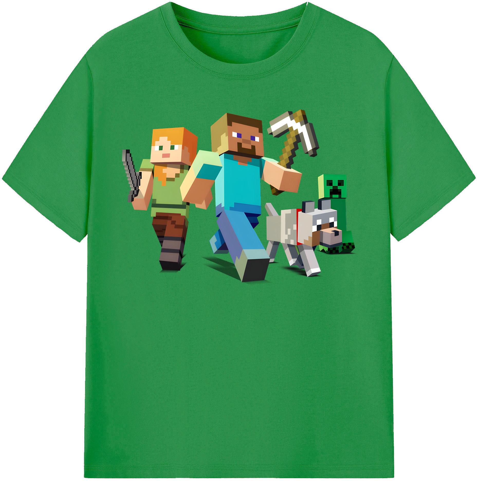 （画像用） マインクラフト ブロックの世界 Minecraft MC Block world レディースカジュアルプリントTシャツ（綿100％）