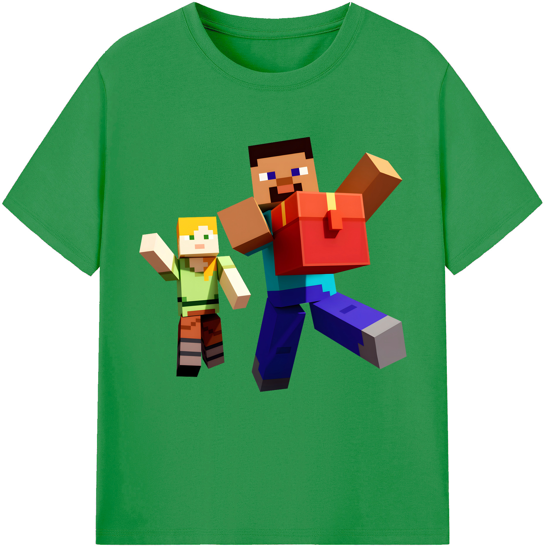 （画像用） マインクラフト ブロックの世界 Minecraft MC Block world レディースカジュアルプリントTシャツ（綿100％）