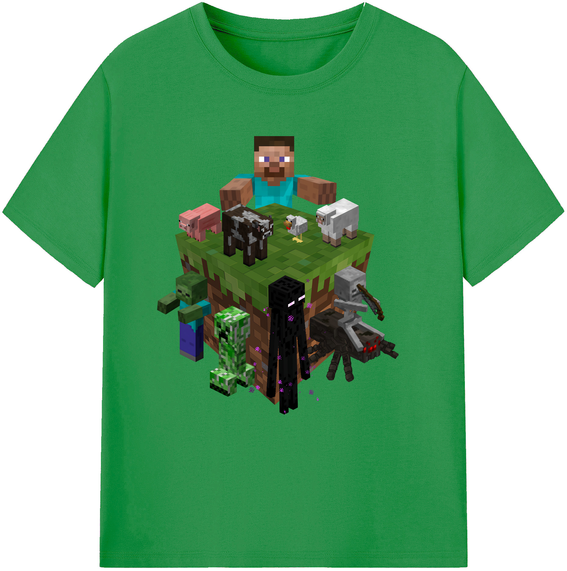 （画像用） マインクラフト ブロックの世界 Minecraft MC Block world レディースカジュアルプリントTシャツ（綿100％）