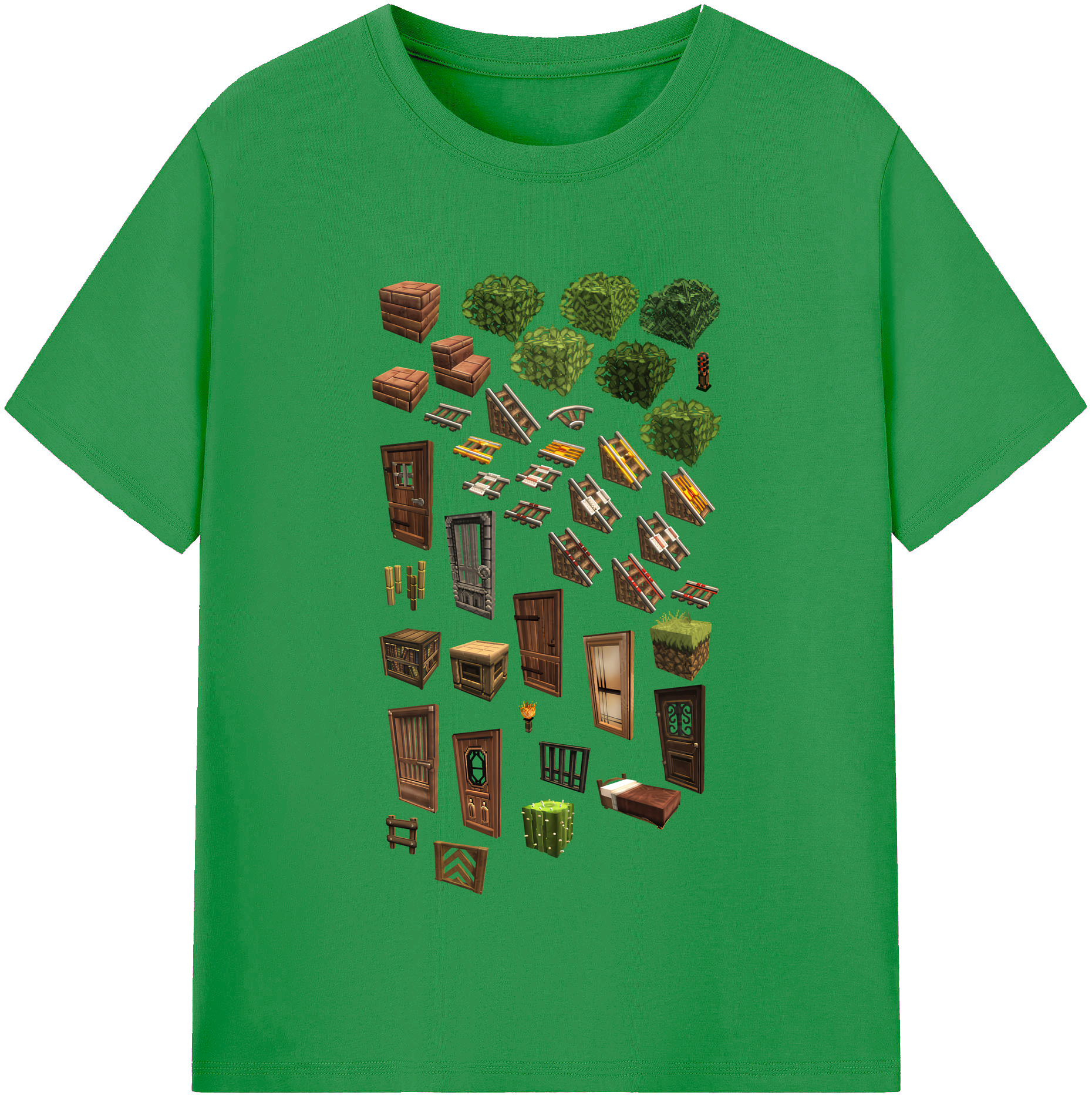 （画像用） マインクラフト ブロックの世界 Minecraft MC Block world レディースカジュアルプリントTシャツ（綿100％）