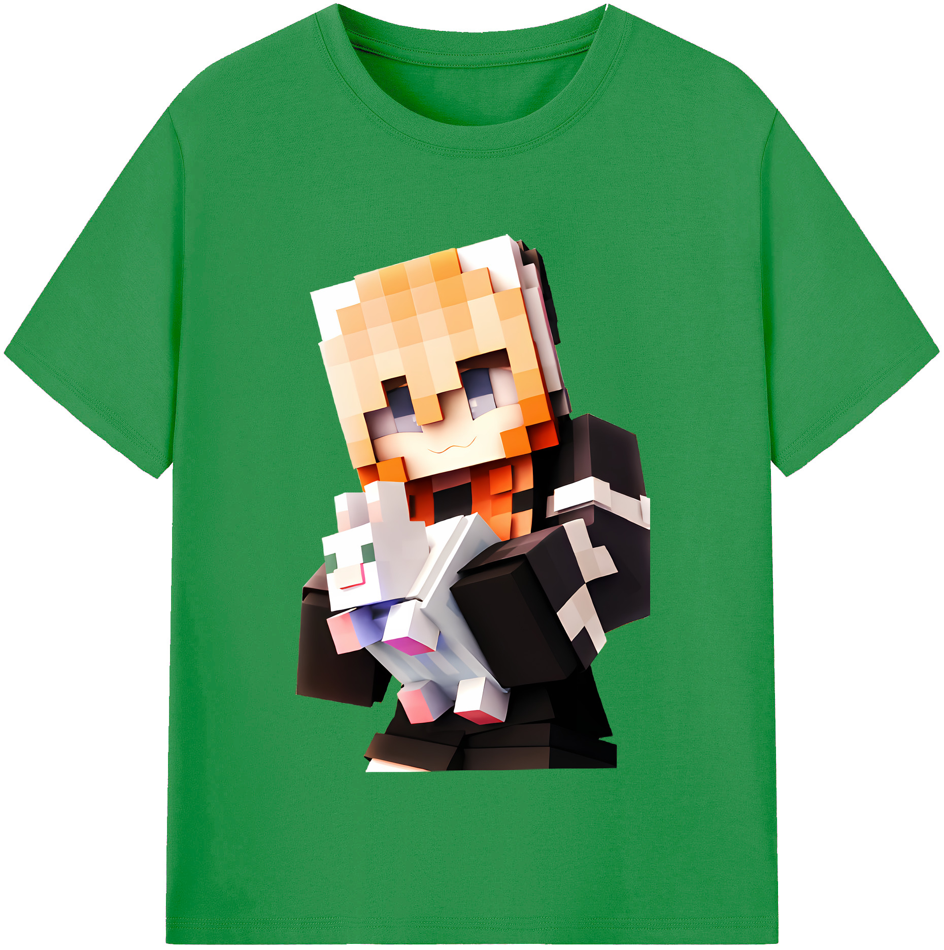 （画像用） マインクラフト ブロックの世界 Minecraft MC Block world レディースカジュアルプリントTシャツ（綿100％）