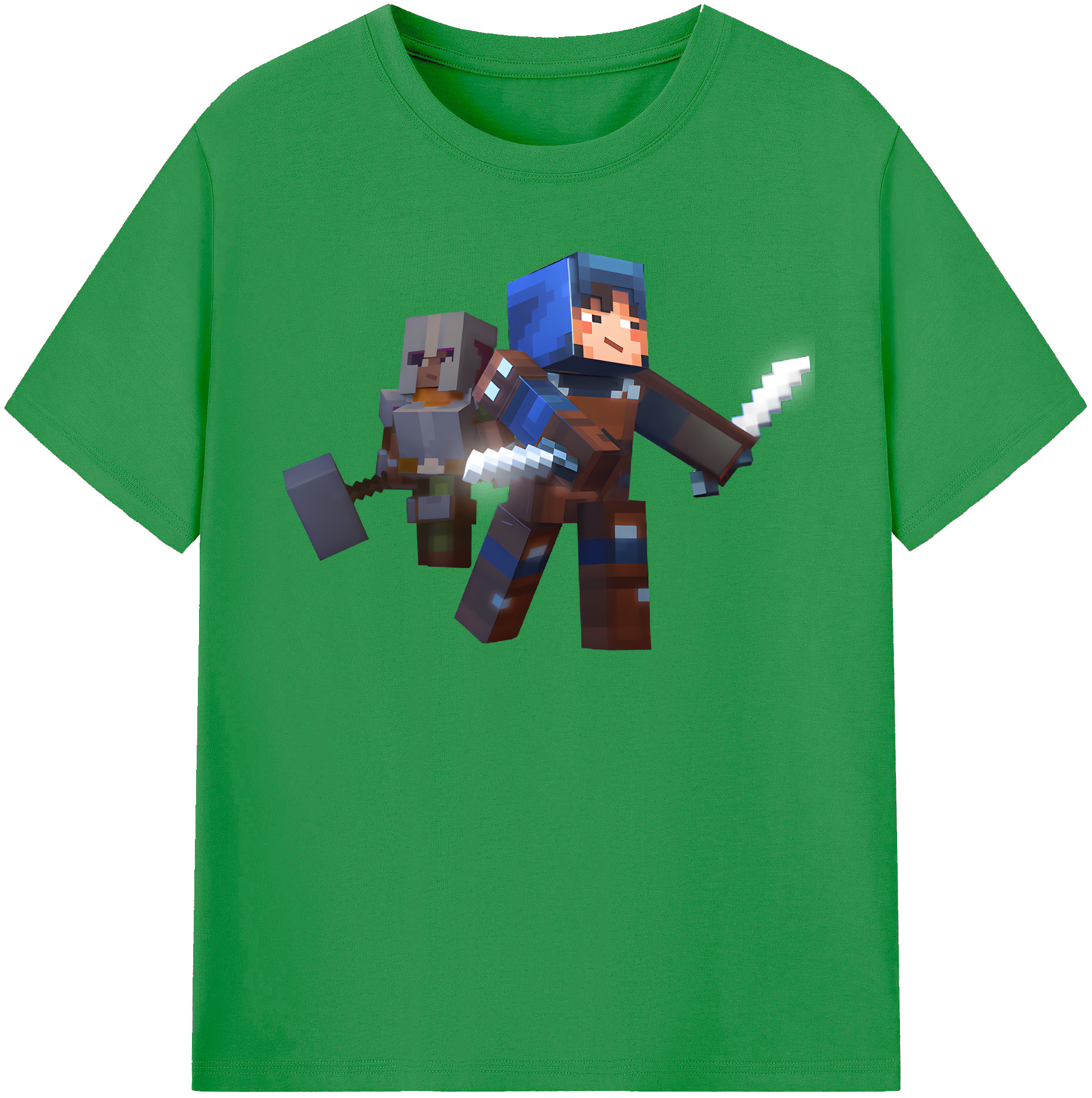 （画像用） マインクラフト ブロックの世界 Minecraft MC Block world レディースカジュアルプリントTシャツ（綿100％）