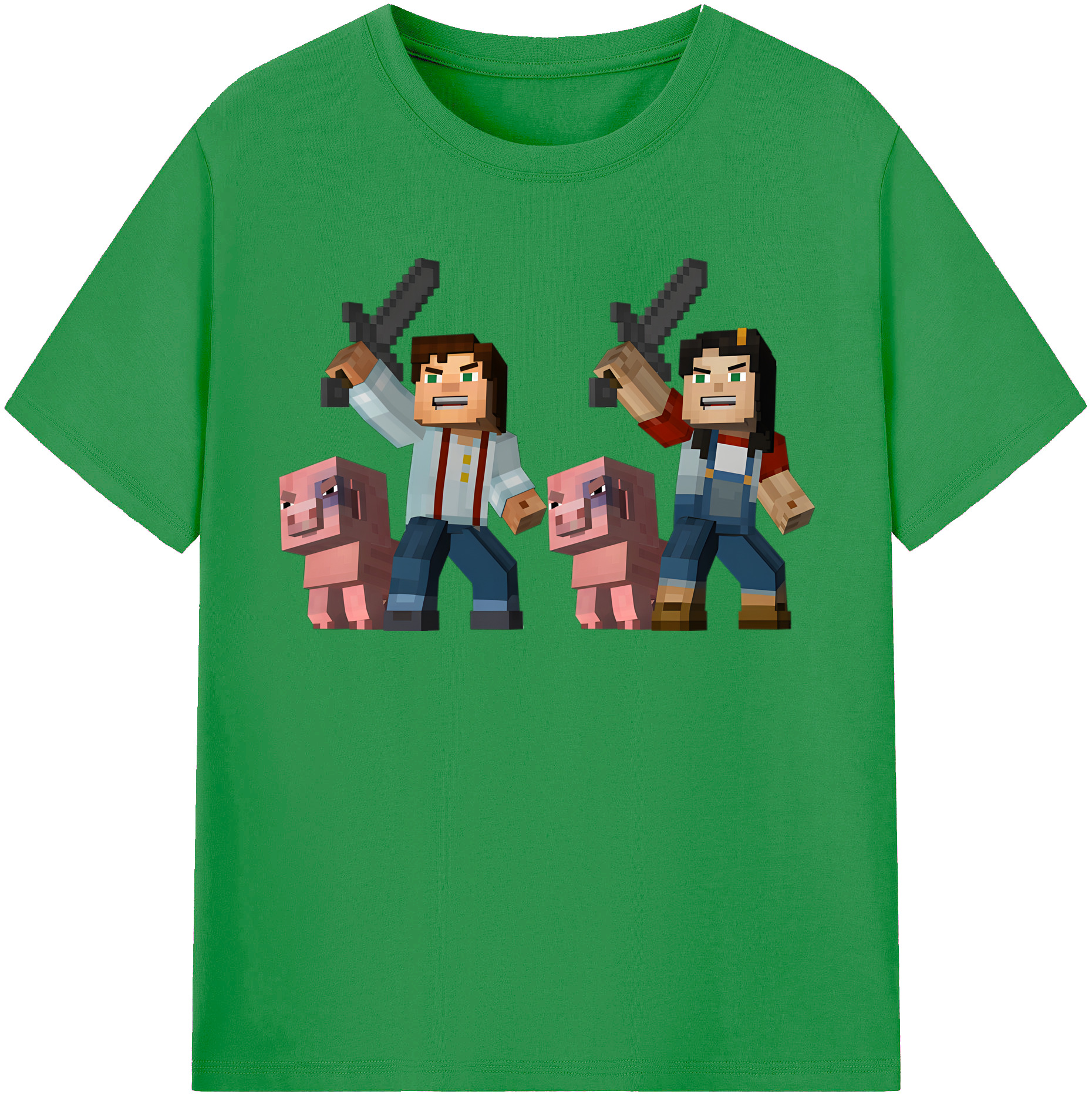 （画像用） マインクラフト ブロックの世界 Minecraft MC Block world レディースカジュアルプリントTシャツ（綿100％）