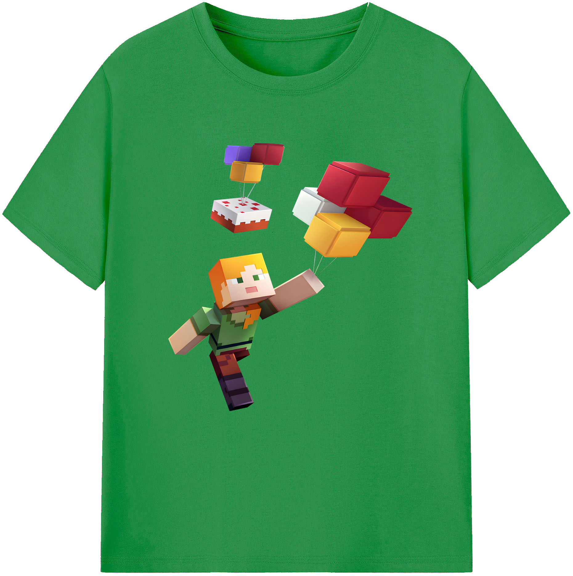 （画像用） マインクラフト ブロックの世界 Minecraft MC Block world レディースカジュアルプリントTシャツ（綿100％）