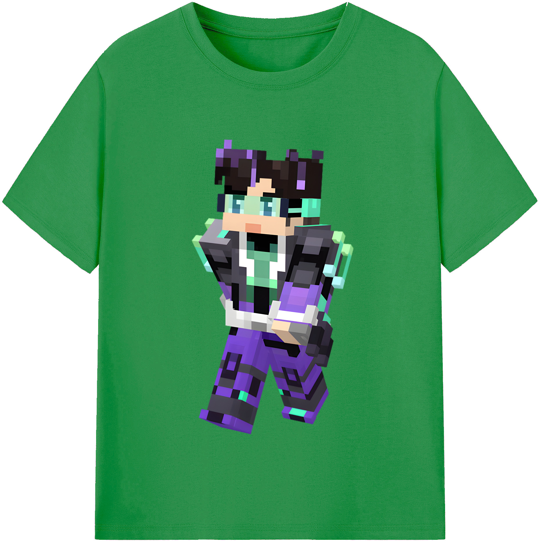 （画像用） マインクラフト ブロックの世界 Minecraft MC Block world レディースカジュアルプリントTシャツ（綿100％）