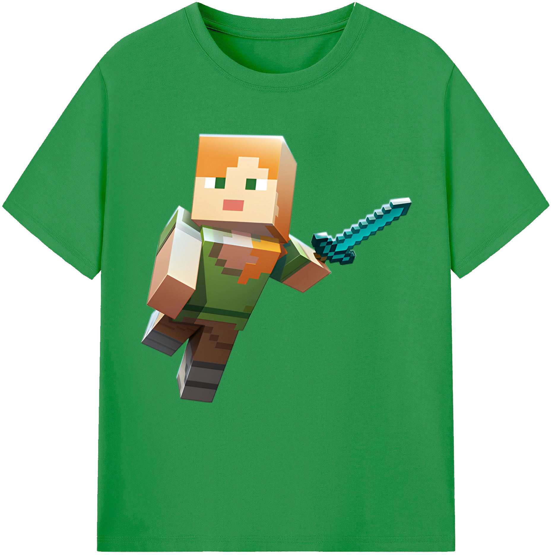 （画像用） マインクラフト ブロックの世界 Minecraft MC Block world レディースカジュアルプリントTシャツ（綿100％）