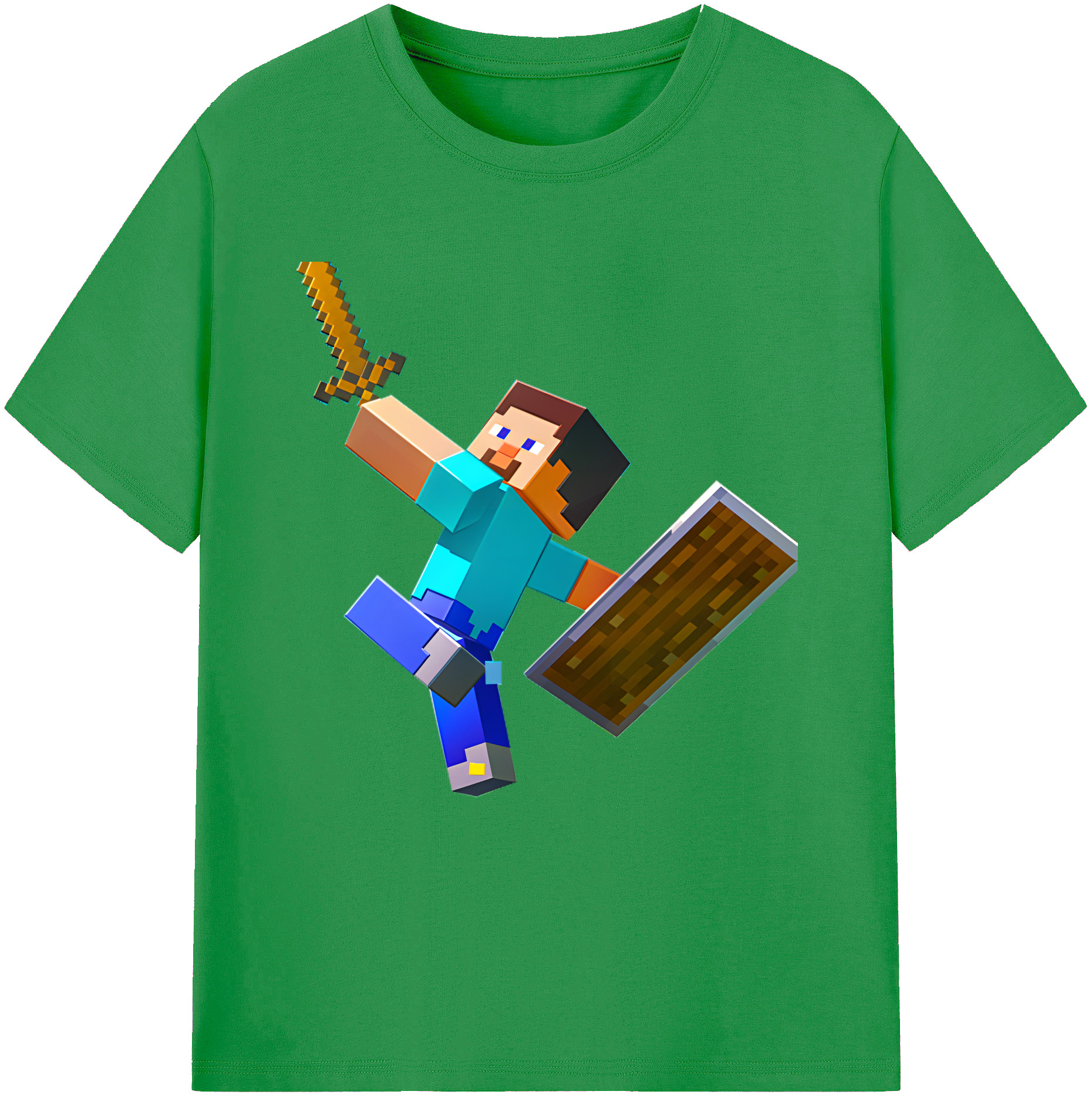 （画像用） マインクラフト ブロックの世界 Minecraft MC Block world レディースカジュアルプリントTシャツ（綿100％）