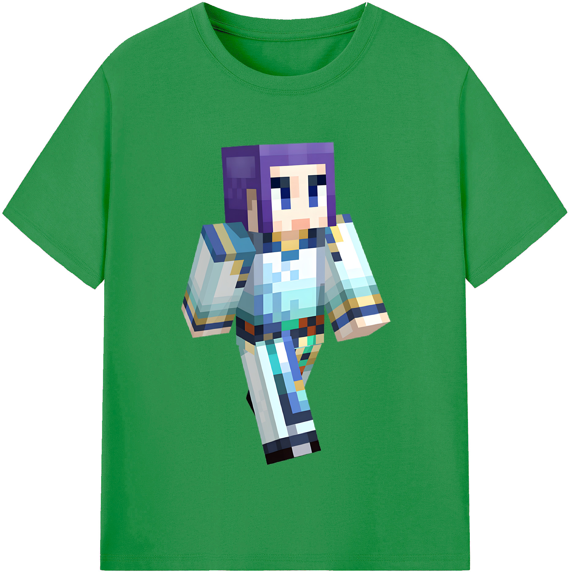 （画像用） マインクラフト ブロックの世界 Minecraft MC Block world レディースカジュアルプリントTシャツ（綿100％）