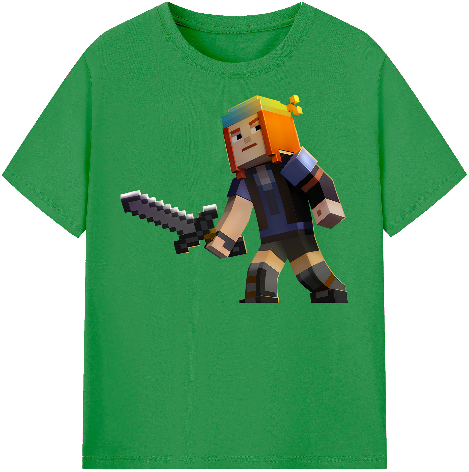 （画像用） マインクラフト ブロックの世界 Minecraft MC Block world レディースカジュアルプリントTシャツ（綿100％）