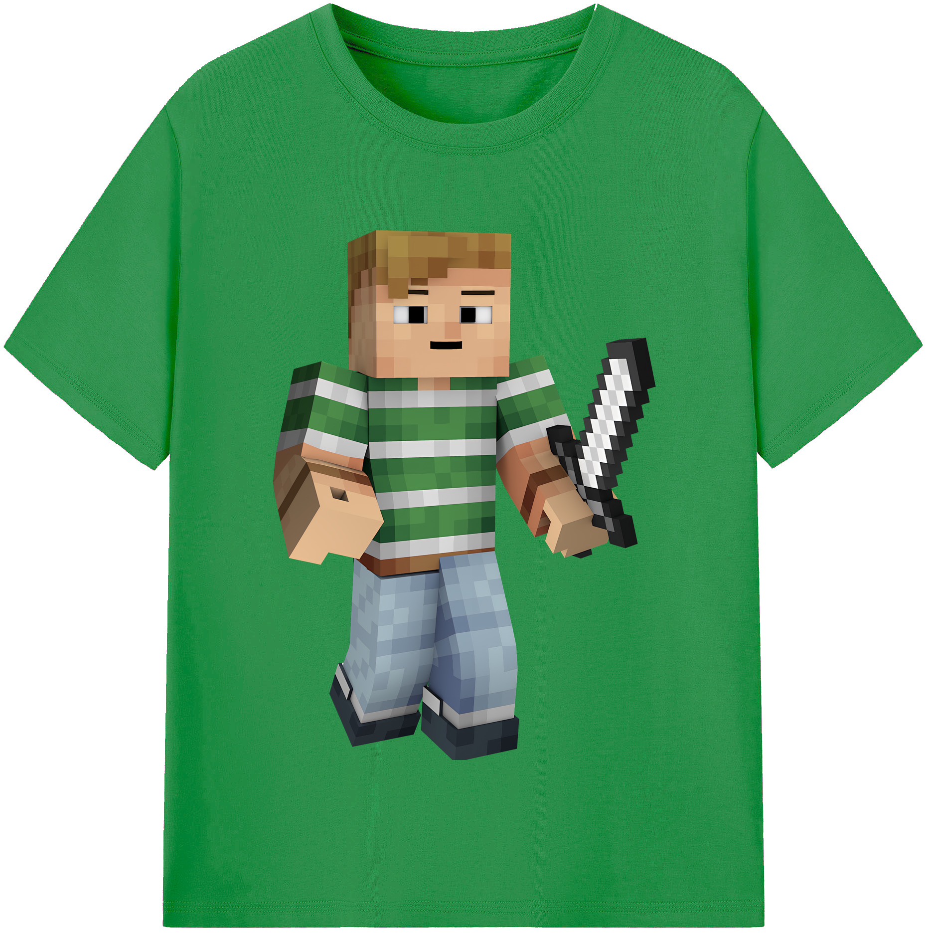 （画像用） マインクラフト ブロックの世界 Minecraft MC Block world レディースカジュアルプリントTシャツ（綿100％）