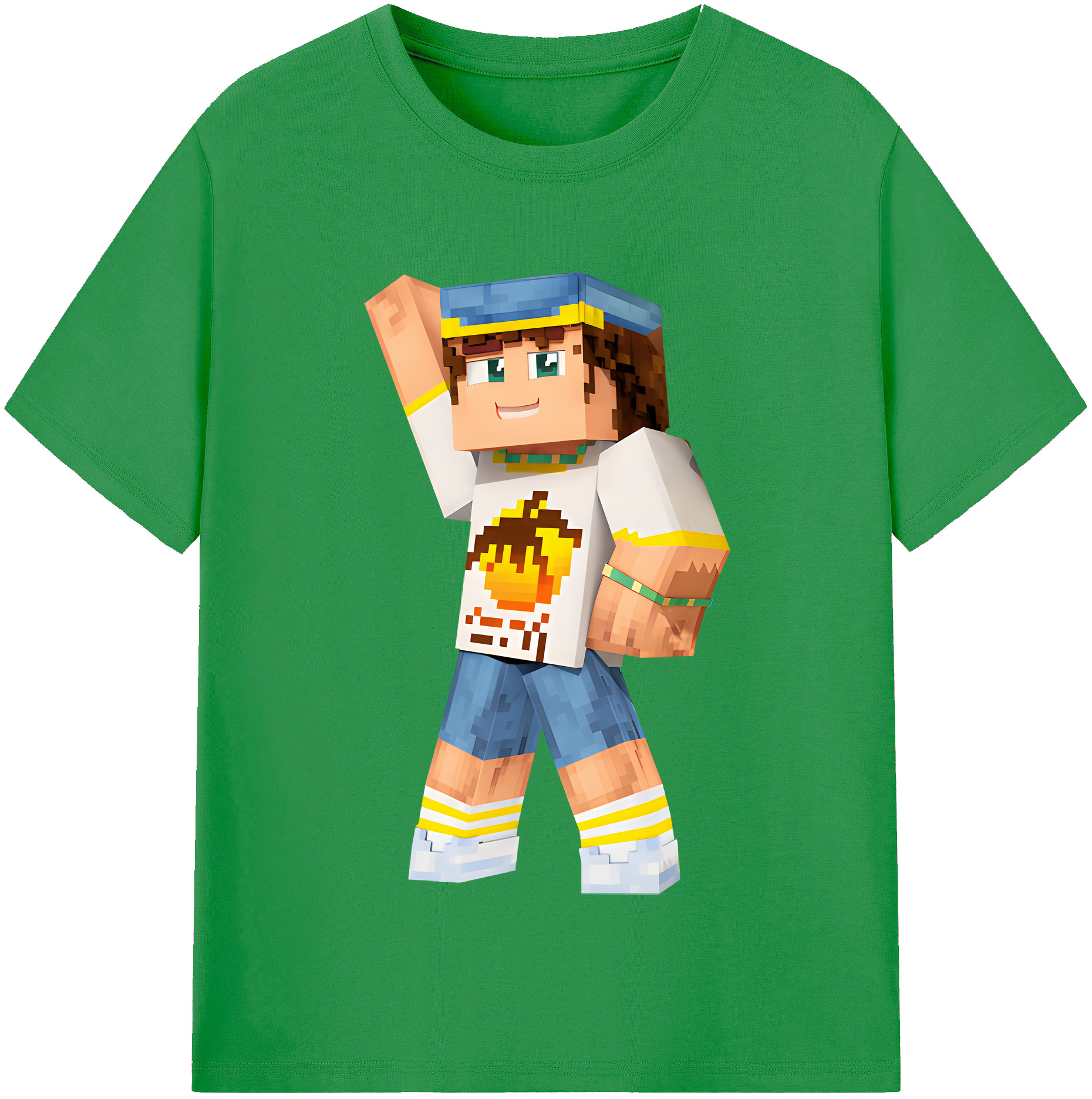 （画像用） マインクラフト ブロックの世界 Minecraft MC Block world レディースカジュアルプリントTシャツ（綿100％）
