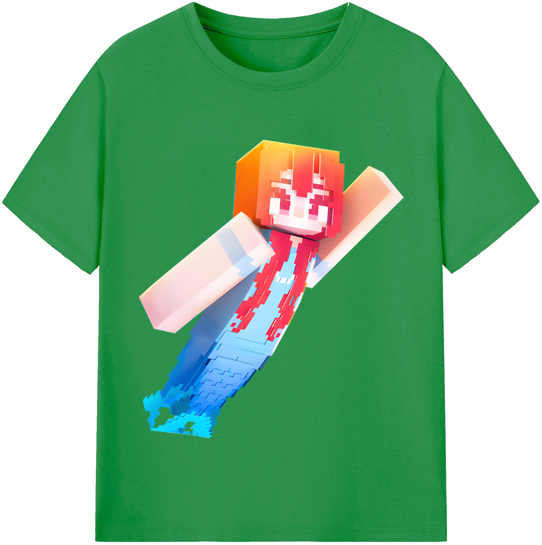 （画像用） マインクラフト ブロックの世界 Minecraft MC Block world レディースカジュアルプリントTシャツ（綿100％）