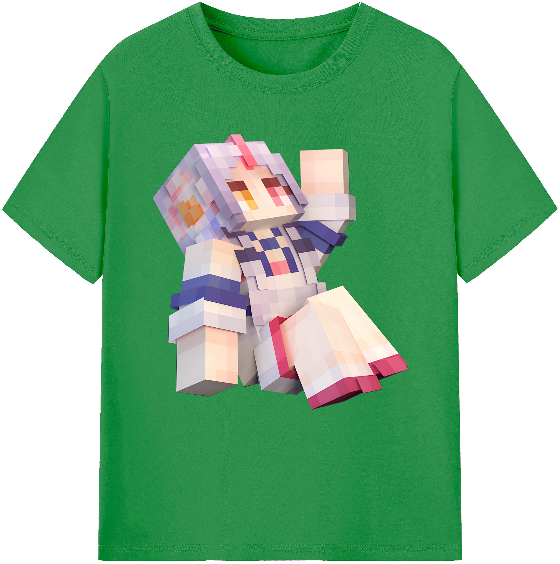 （画像用） マインクラフト ブロックの世界 Minecraft MC Block world レディースカジュアルプリントTシャツ（綿100％）