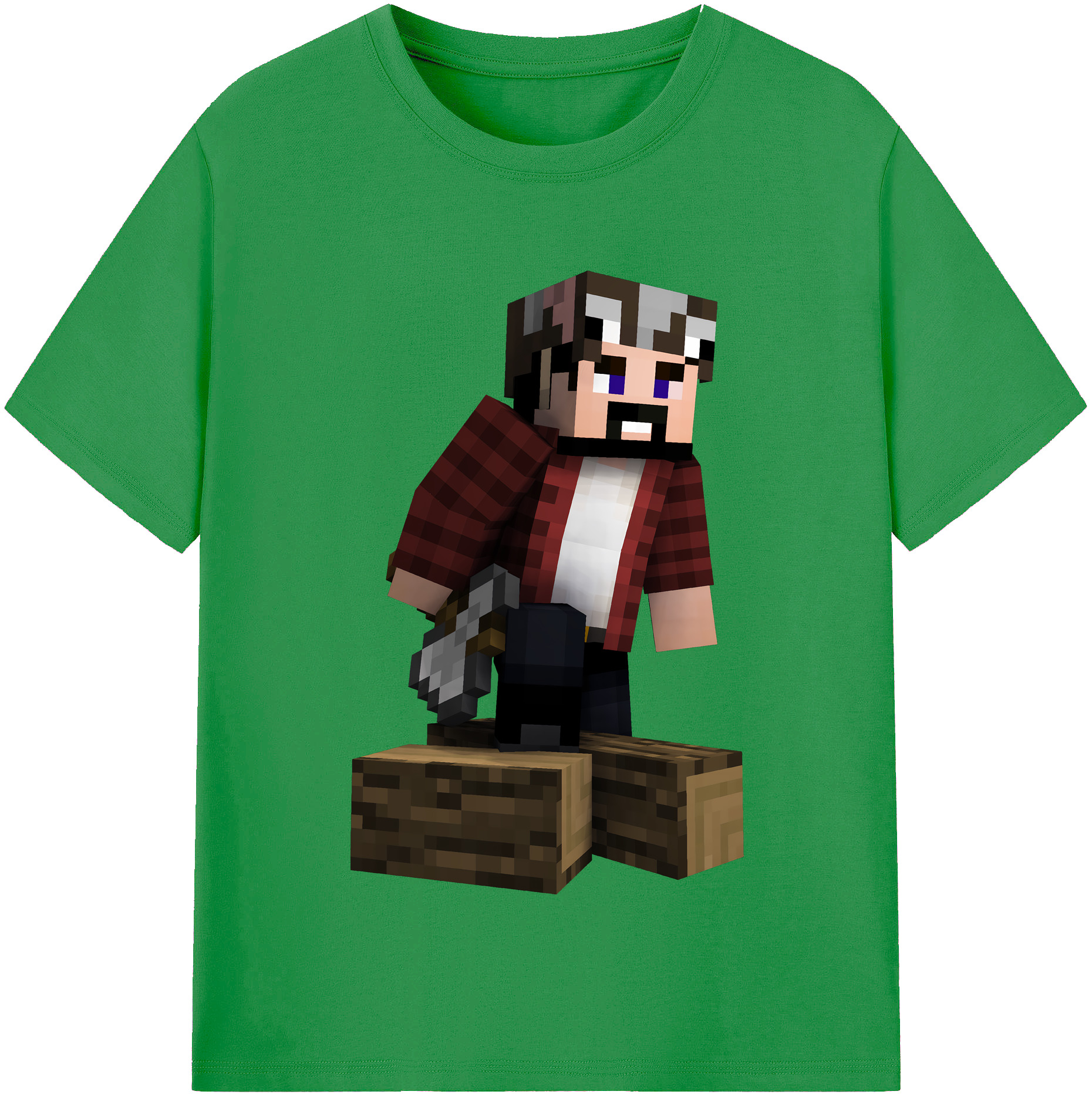 （画像用） マインクラフト ブロックの世界 Minecraft MC Block world レディースカジュアルプリントTシャツ（綿100％）
