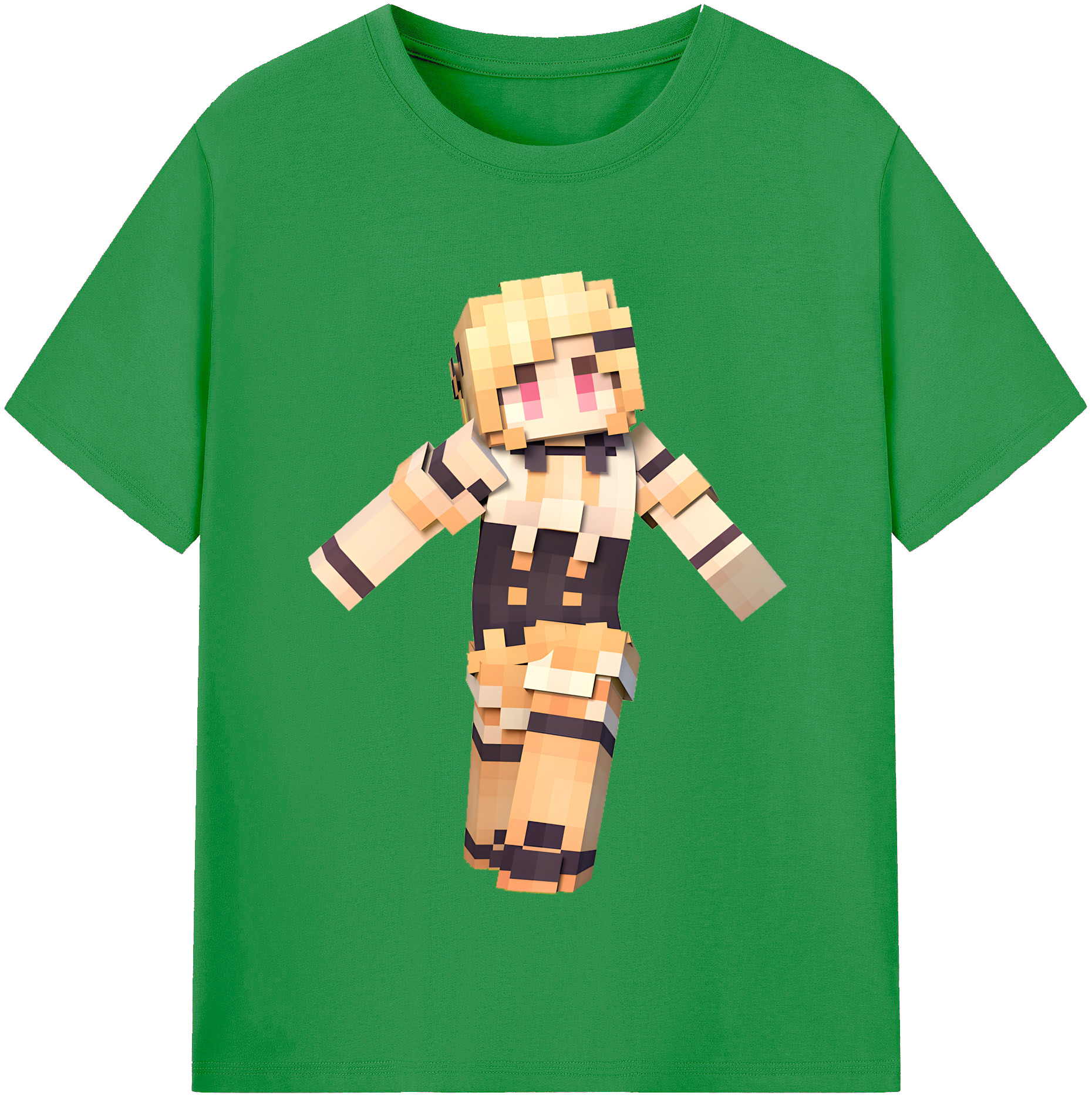 （画像用） マインクラフト ブロックの世界 Minecraft MC Block world レディースカジュアルプリントTシャツ（綿100％）