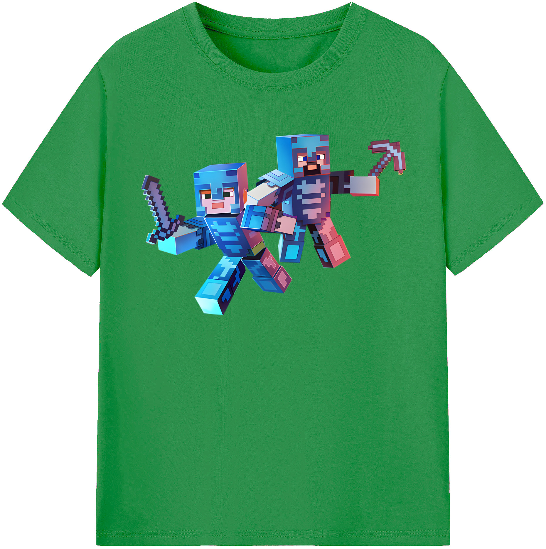 （画像用） マインクラフト ブロックの世界 Minecraft MC Block world レディースカジュアルプリントTシャツ（綿100％）