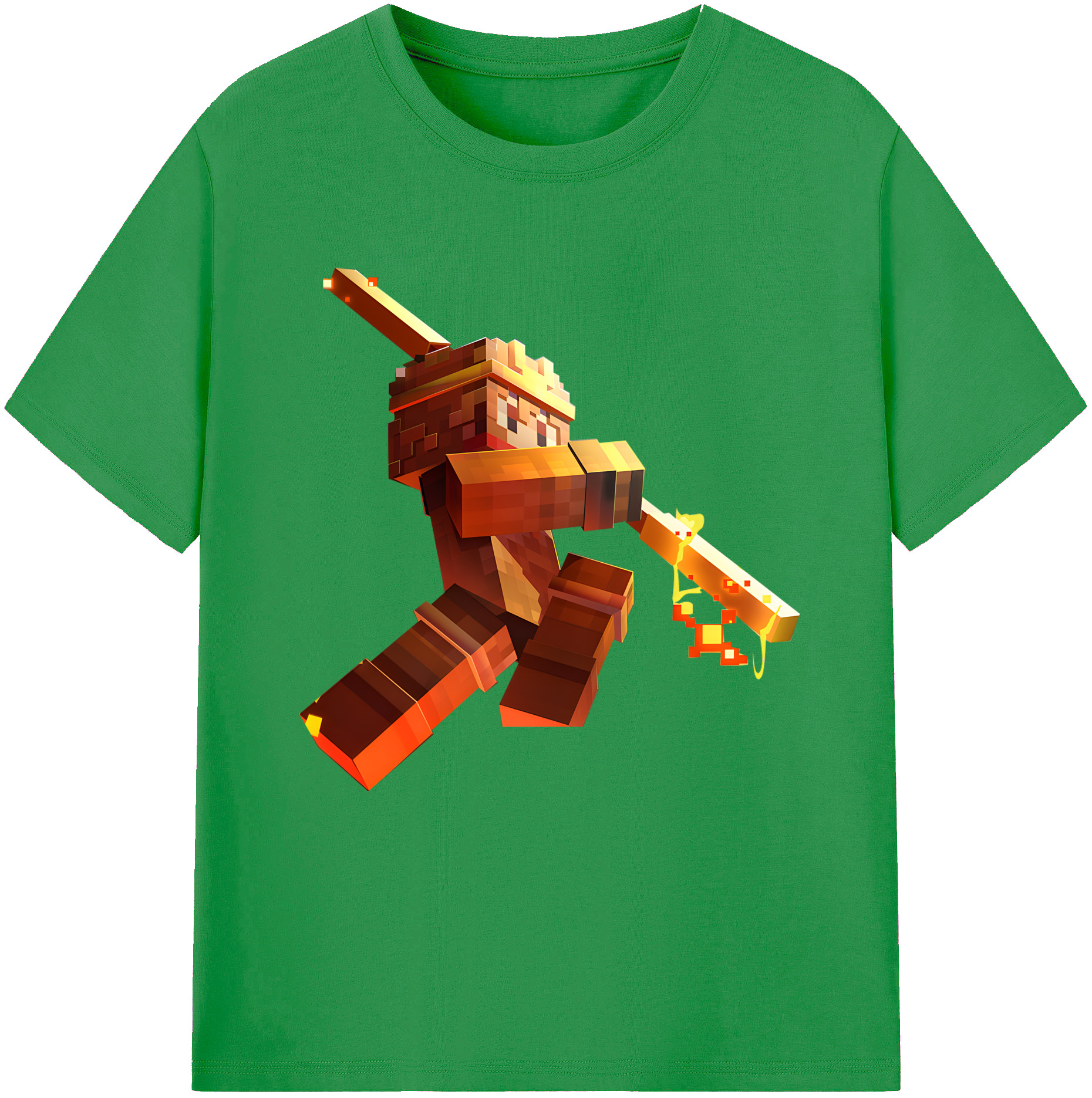 （画像用） マインクラフト ブロックの世界 Minecraft MC Block world レディースカジュアルプリントTシャツ（綿100％）