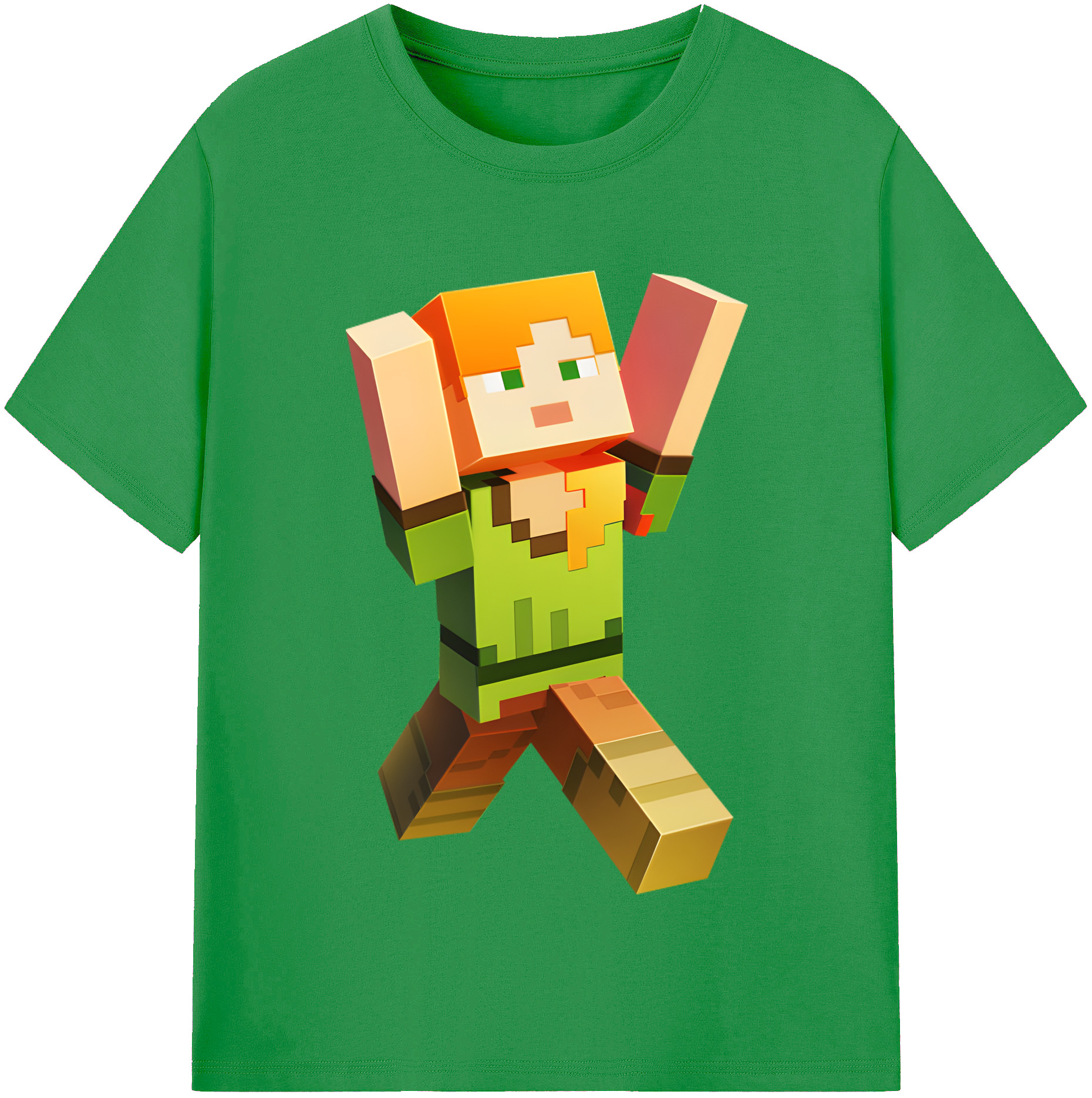 （画像用） マインクラフト ブロックの世界 Minecraft MC Block world レディースカジュアルプリントTシャツ（綿100％）
