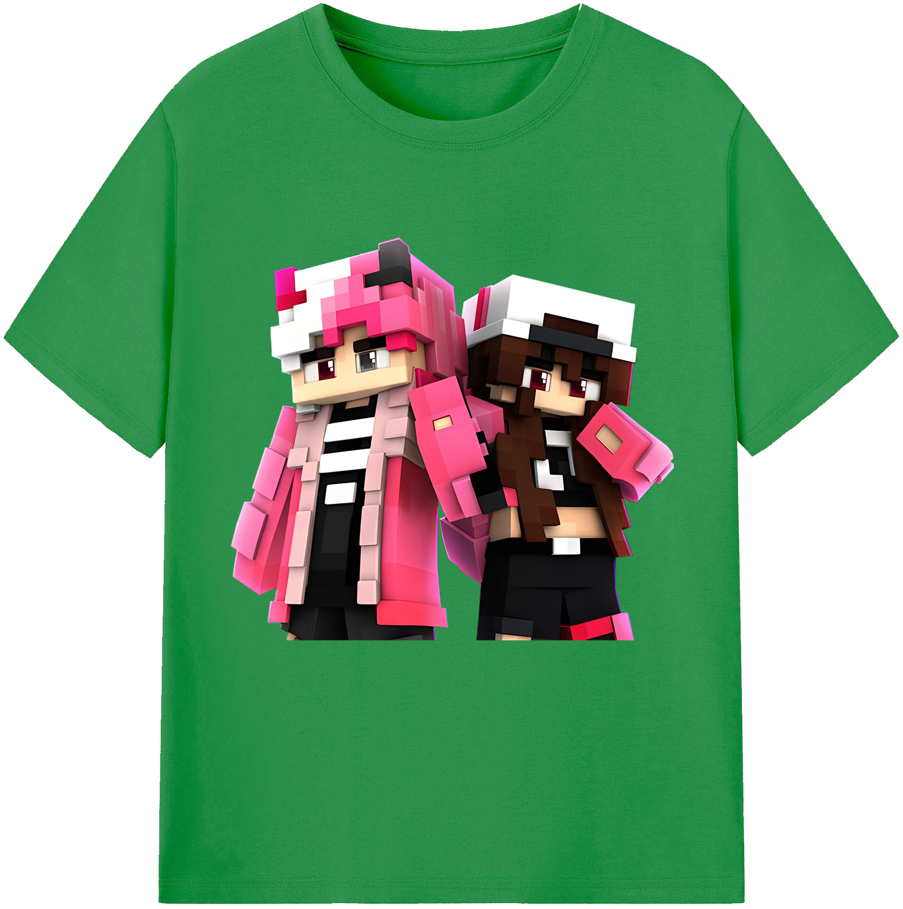 （画像用） マインクラフト ブロックの世界 Minecraft MC Block world レディースカジュアルプリントTシャツ（綿100％）