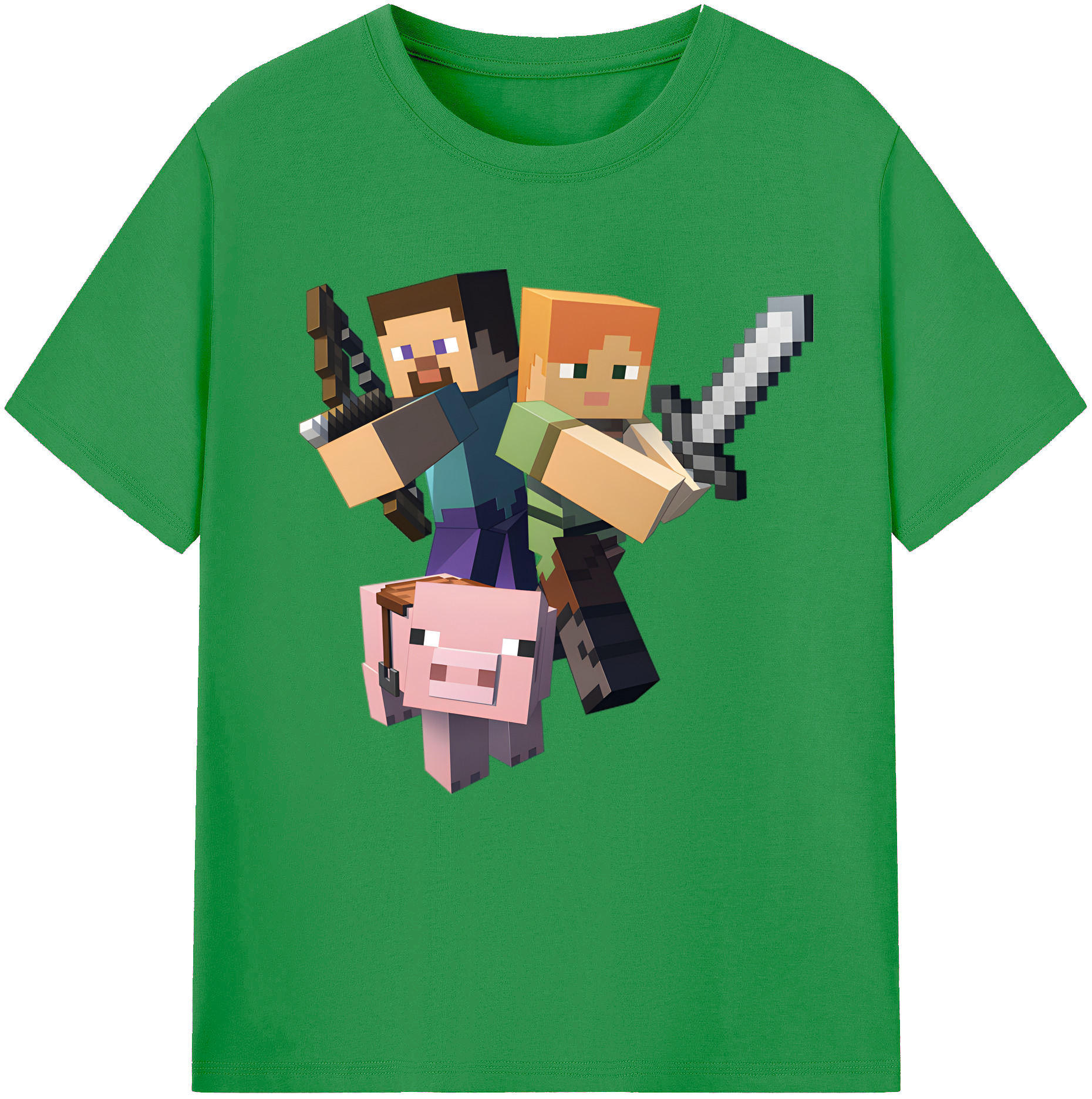 （画像用） マインクラフト ブロックの世界 Minecraft MC Block world レディースカジュアルプリントTシャツ（綿100％）