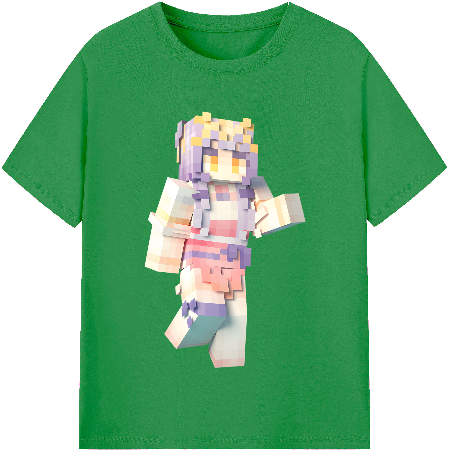 （画像用） マインクラフト ブロックの世界 Minecraft MC Block world レディースカジュアルプリントTシャツ（綿100％）
