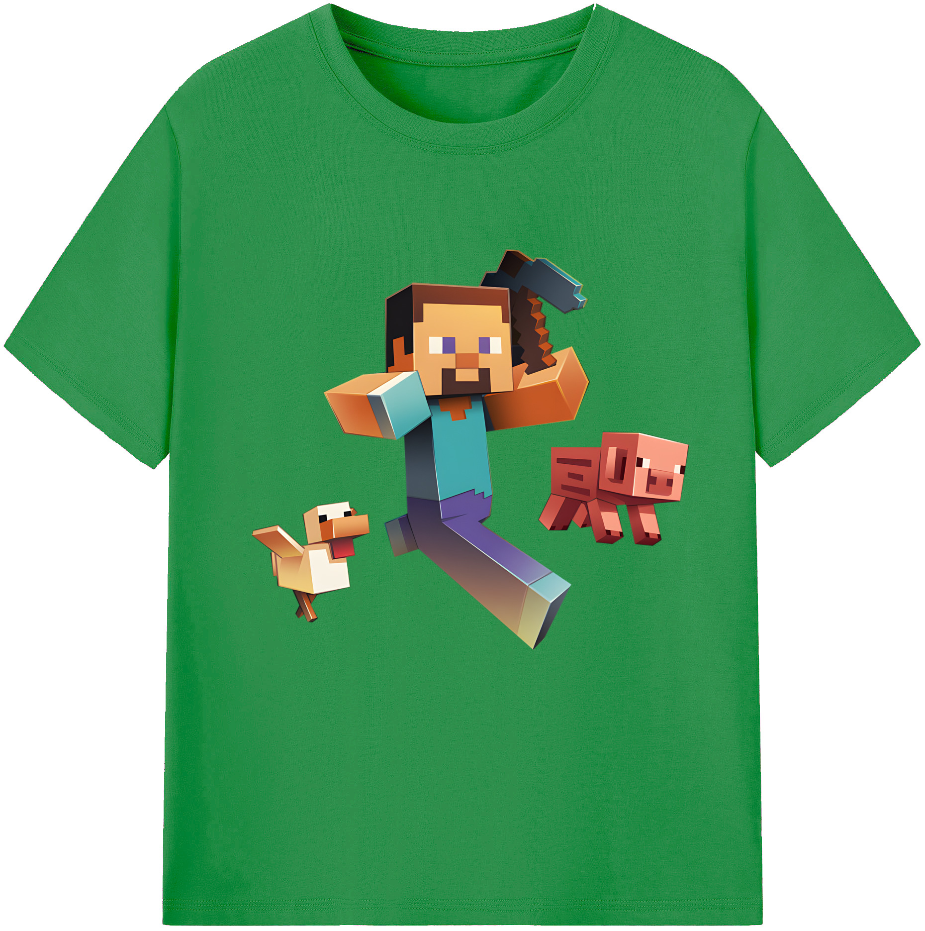 （画像用） マインクラフト ブロックの世界 Minecraft MC Block world レディースカジュアルプリントTシャツ（綿100％）