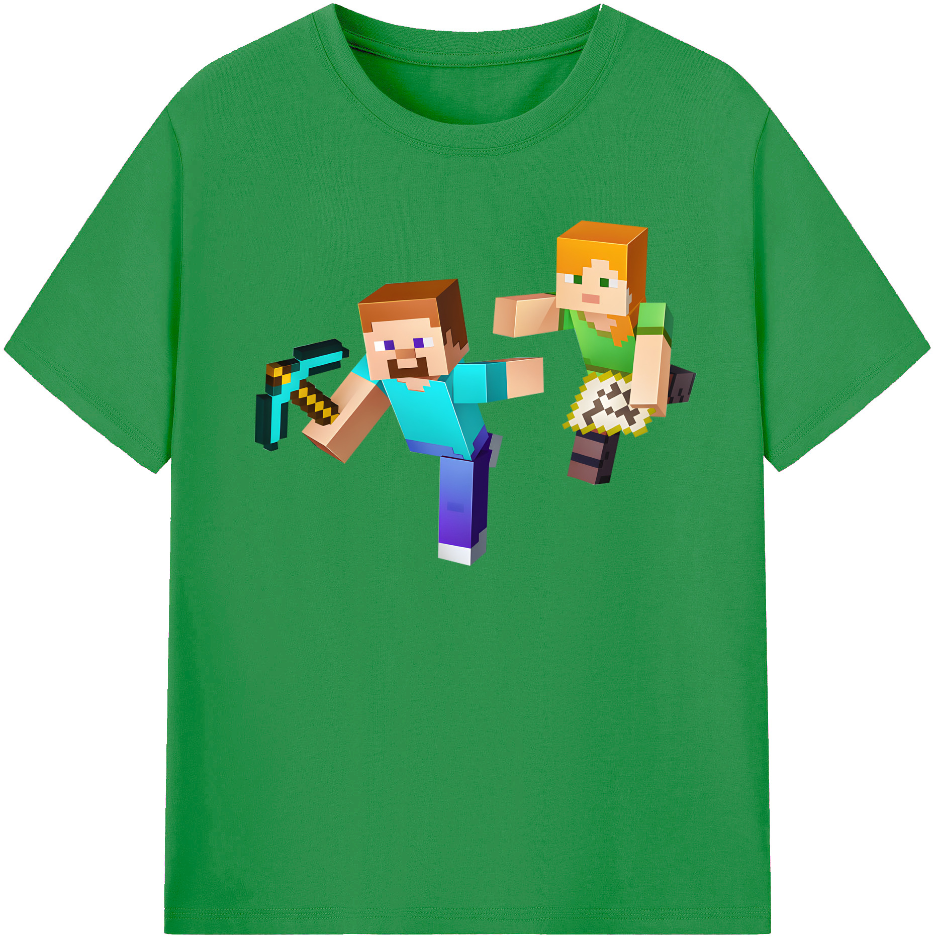（画像用） マインクラフト ブロックの世界 Minecraft MC Block world レディースカジュアルプリントTシャツ（綿100％）