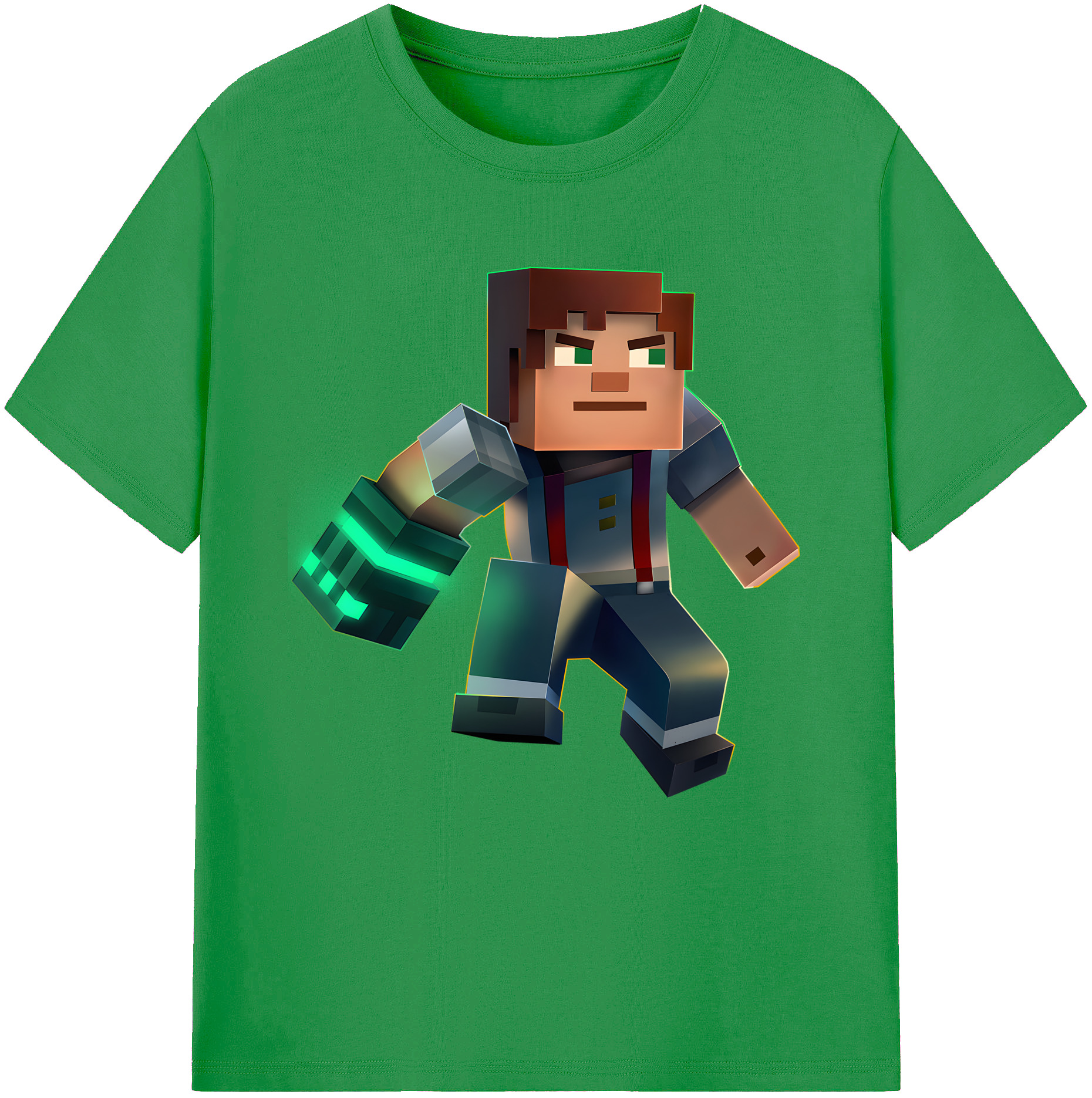 （画像用） マインクラフト ブロックの世界 Minecraft MC Block world レディースカジュアルプリントTシャツ（綿100％）
