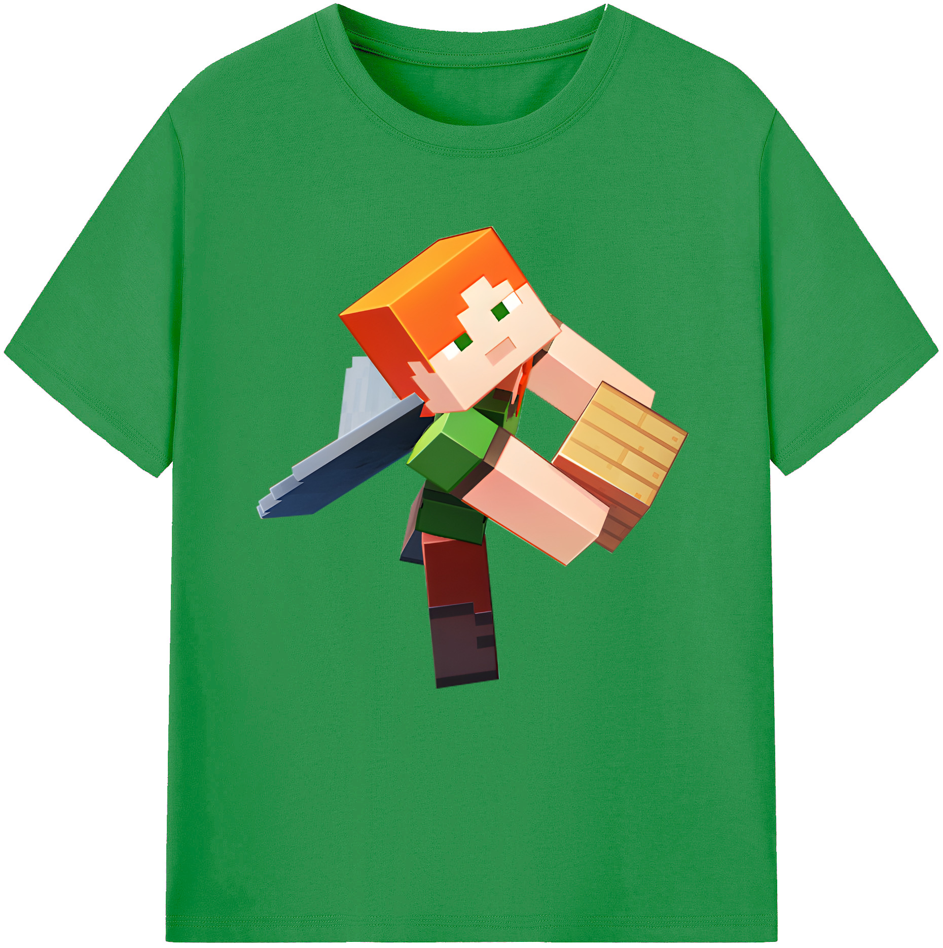 （画像用） マインクラフト ブロックの世界 Minecraft MC Block world レディースカジュアルプリントTシャツ（綿100％）
