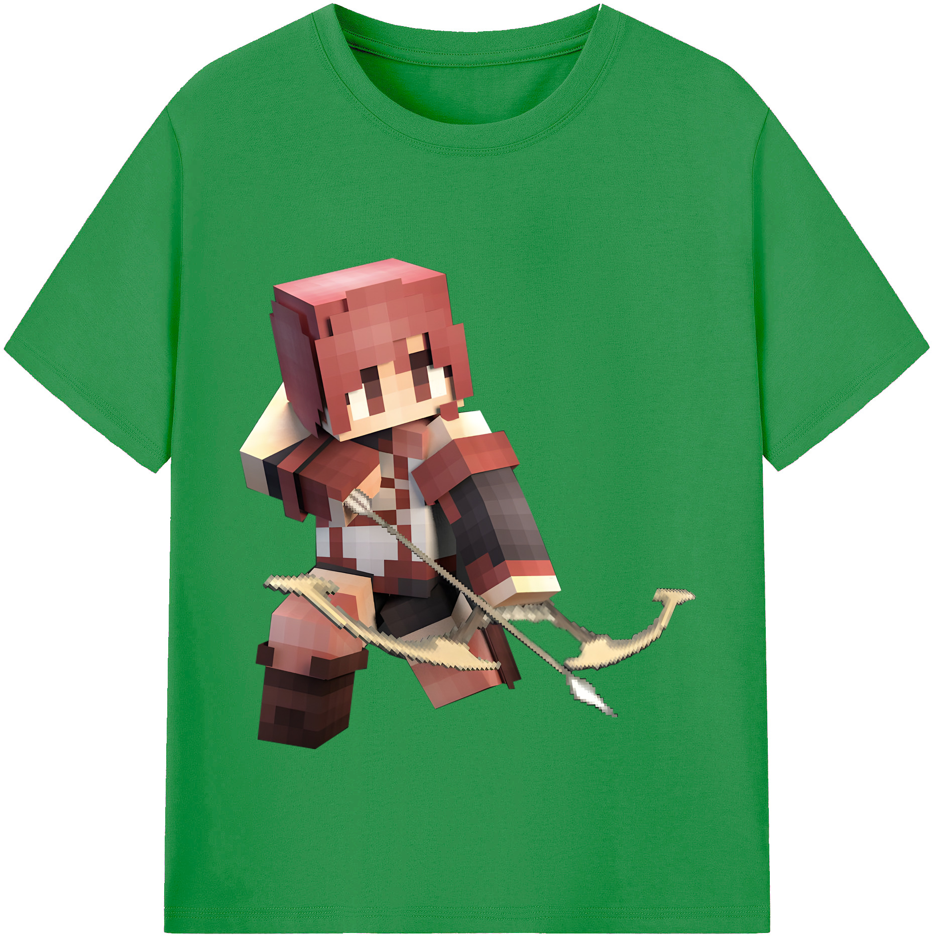 （画像用） マインクラフト ブロックの世界 Minecraft MC Block world レディースカジュアルプリントTシャツ（綿100％）