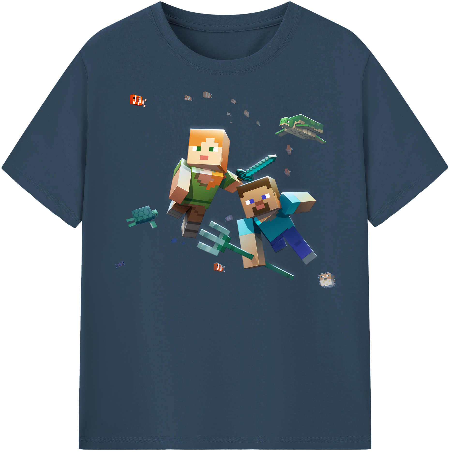 （画像用） マインクラフト ブロックの世界 Minecraft MC Block world レディースカジュアルプリントTシャツ（綿100％）