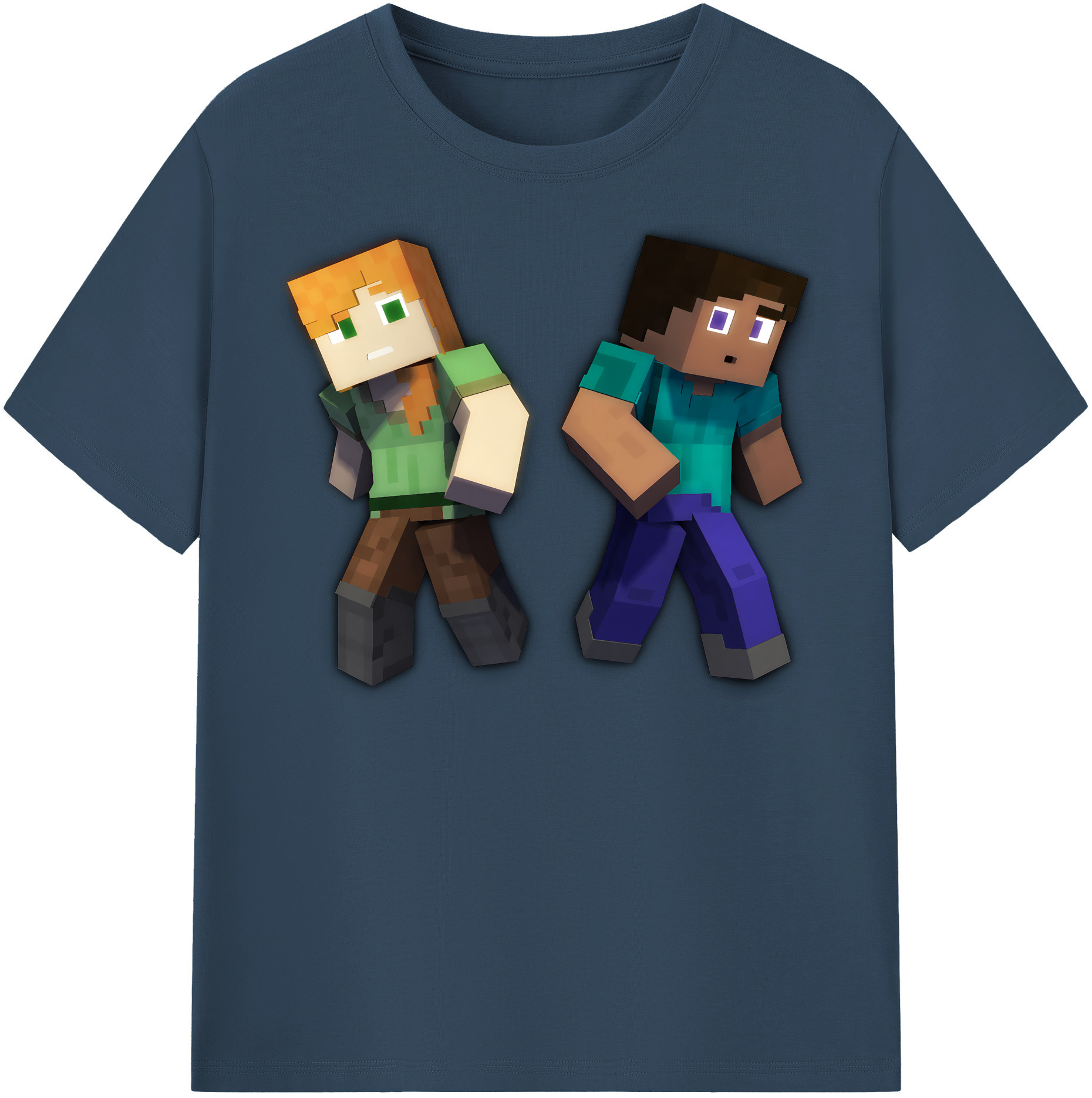 （画像用） マインクラフト ブロックの世界 Minecraft MC Block world レディースカジュアルプリントTシャツ（綿100％）