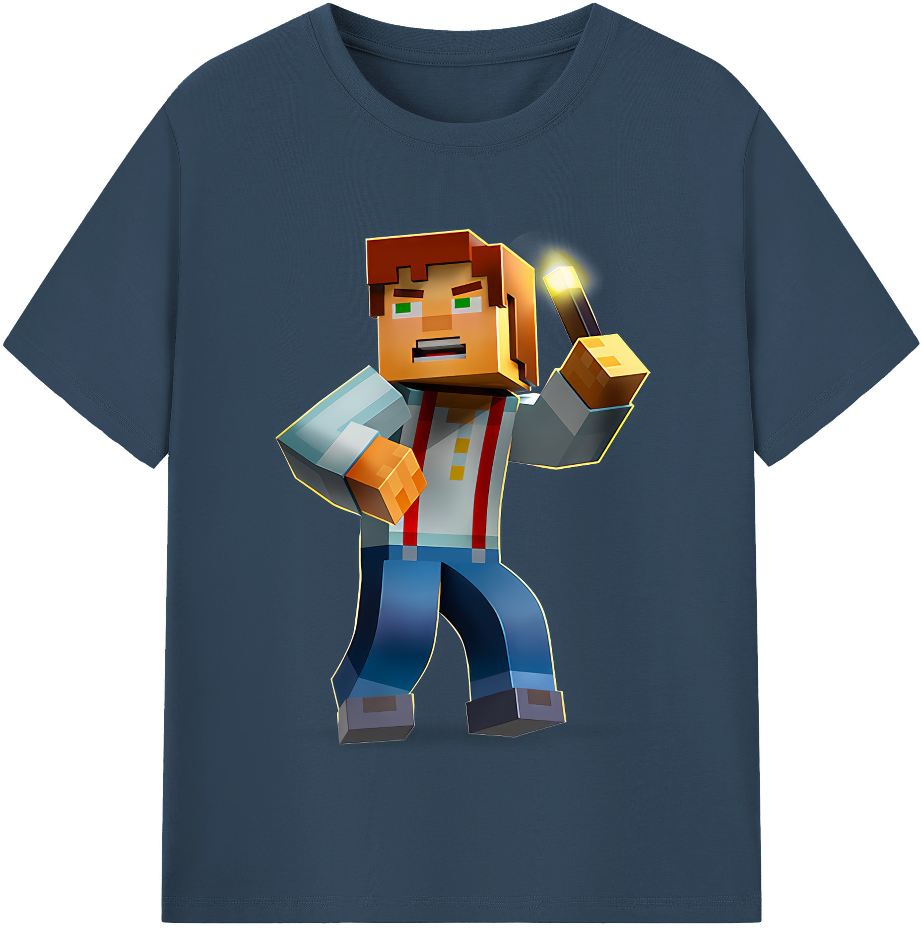 （画像用） マインクラフト ブロックの世界 Minecraft MC Block world レディースカジュアルプリントTシャツ（綿100％）