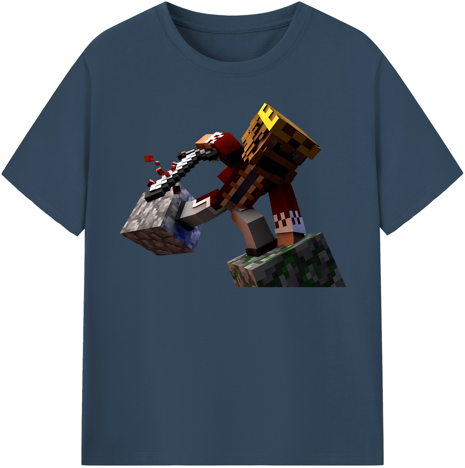 （画像用） マインクラフト ブロックの世界 Minecraft MC Block world レディースカジュアルプリントTシャツ（綿100％）