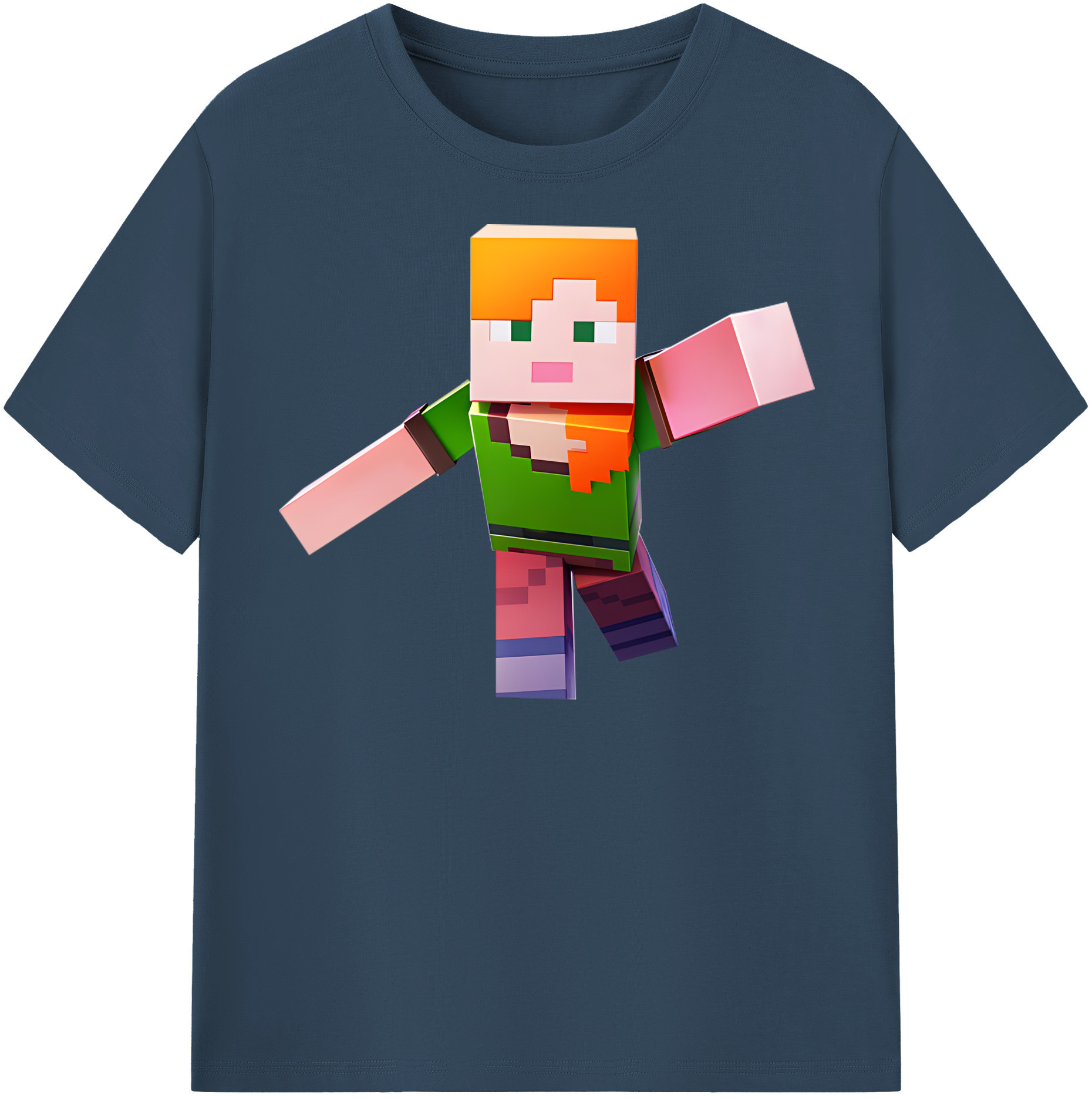 （画像用） マインクラフト ブロックの世界 Minecraft MC Block world レディースカジュアルプリントTシャツ（綿100％）